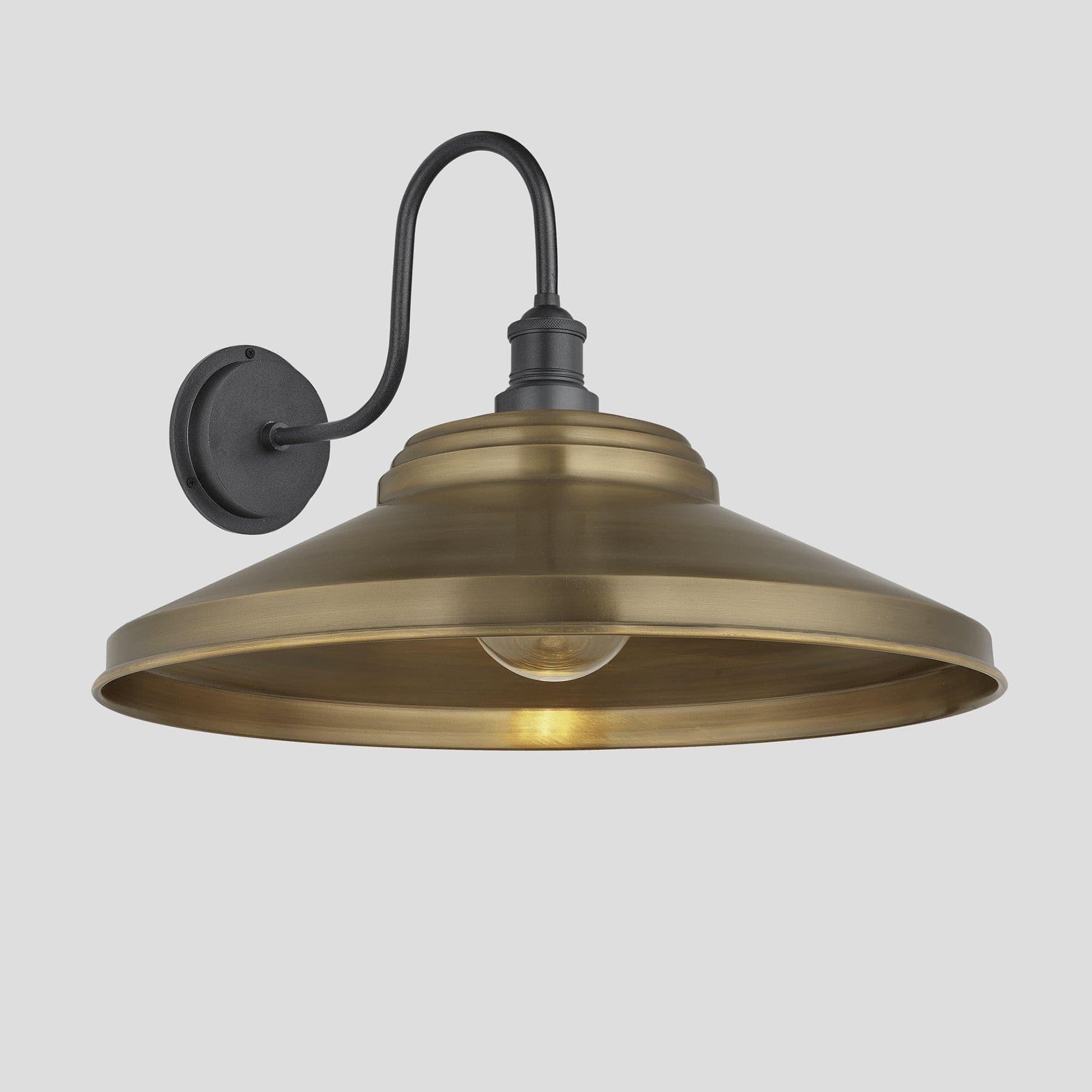 Swan Neck Outdoor & Bathroom Step Wall Light - 16"/18" - Brass - Image 8