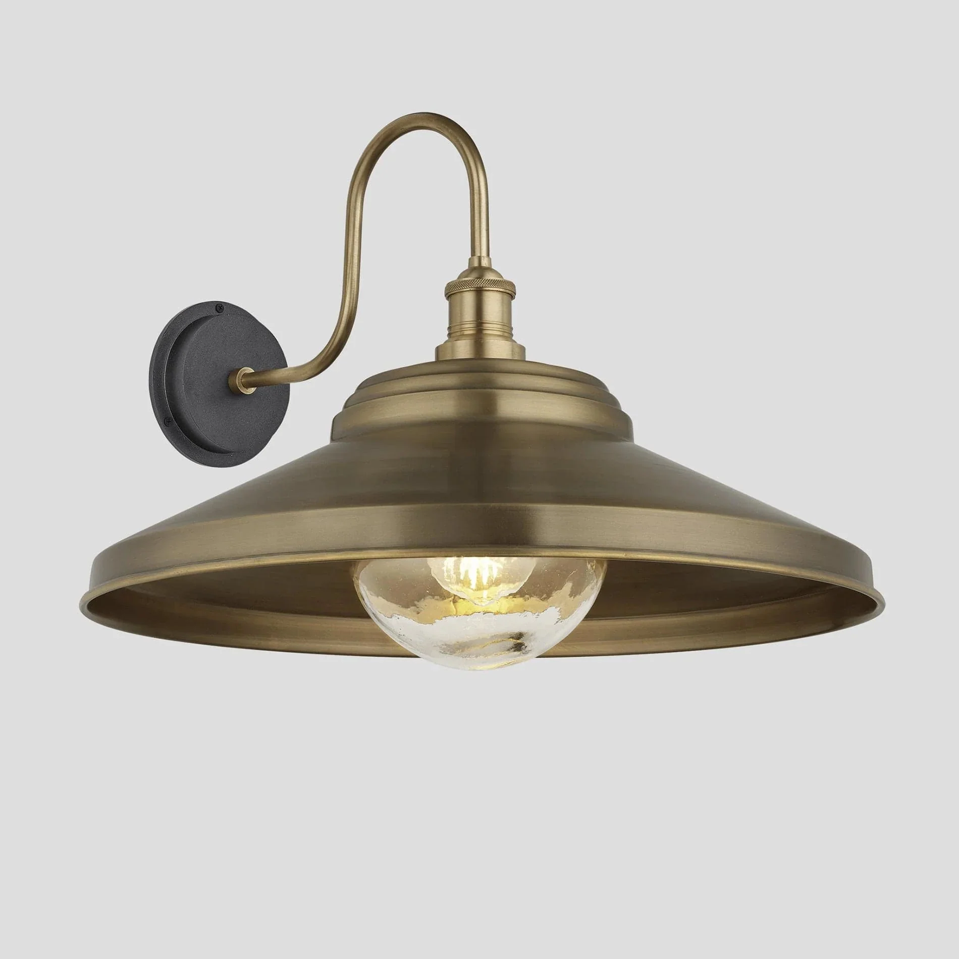 Swan Neck Outdoor & Bathroom Step Wall Light - 16"/18" - Brass - Image 9