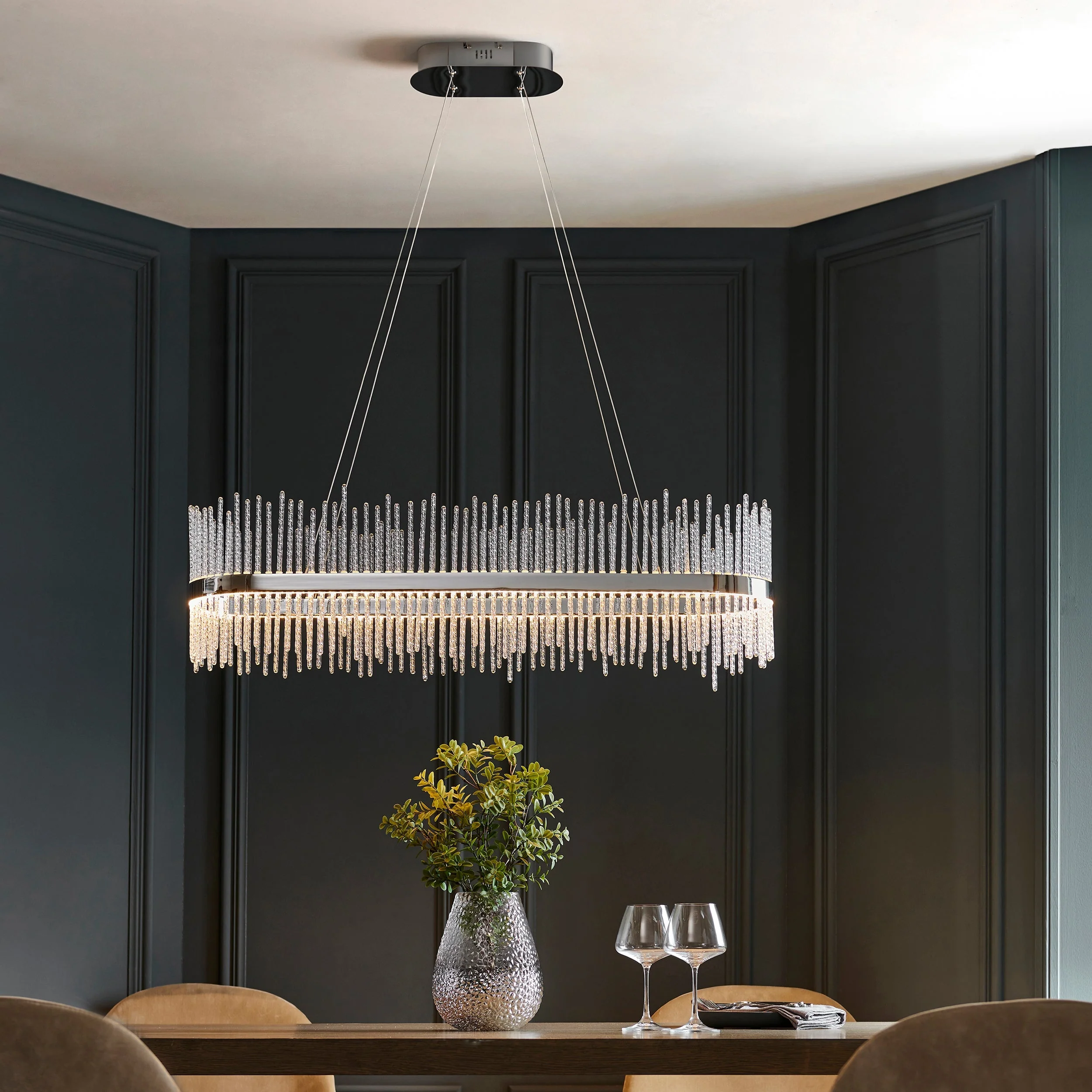 Carmen Glass Rod Kitchen Island Light - Brushed Gold / Chrome Various Sizes - Image 12