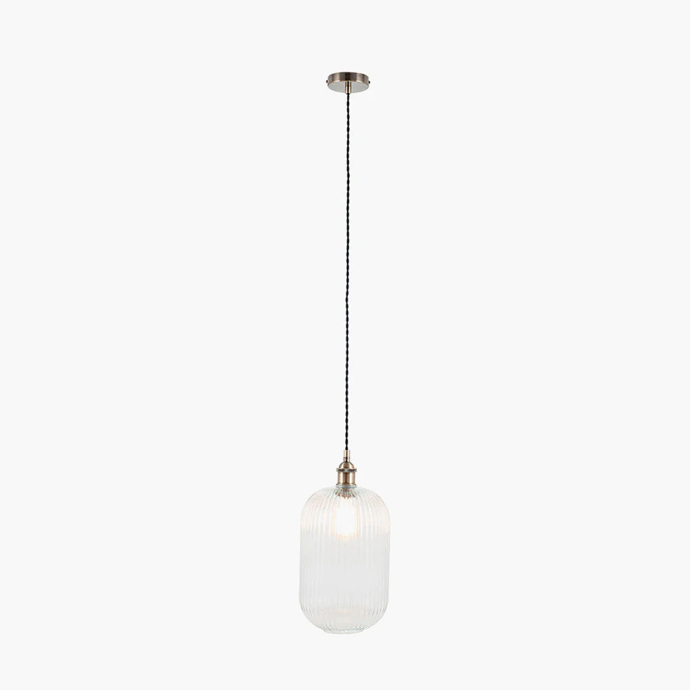 Abigail Clear Ribbed Glass Tall Pendant-Promotional Offer