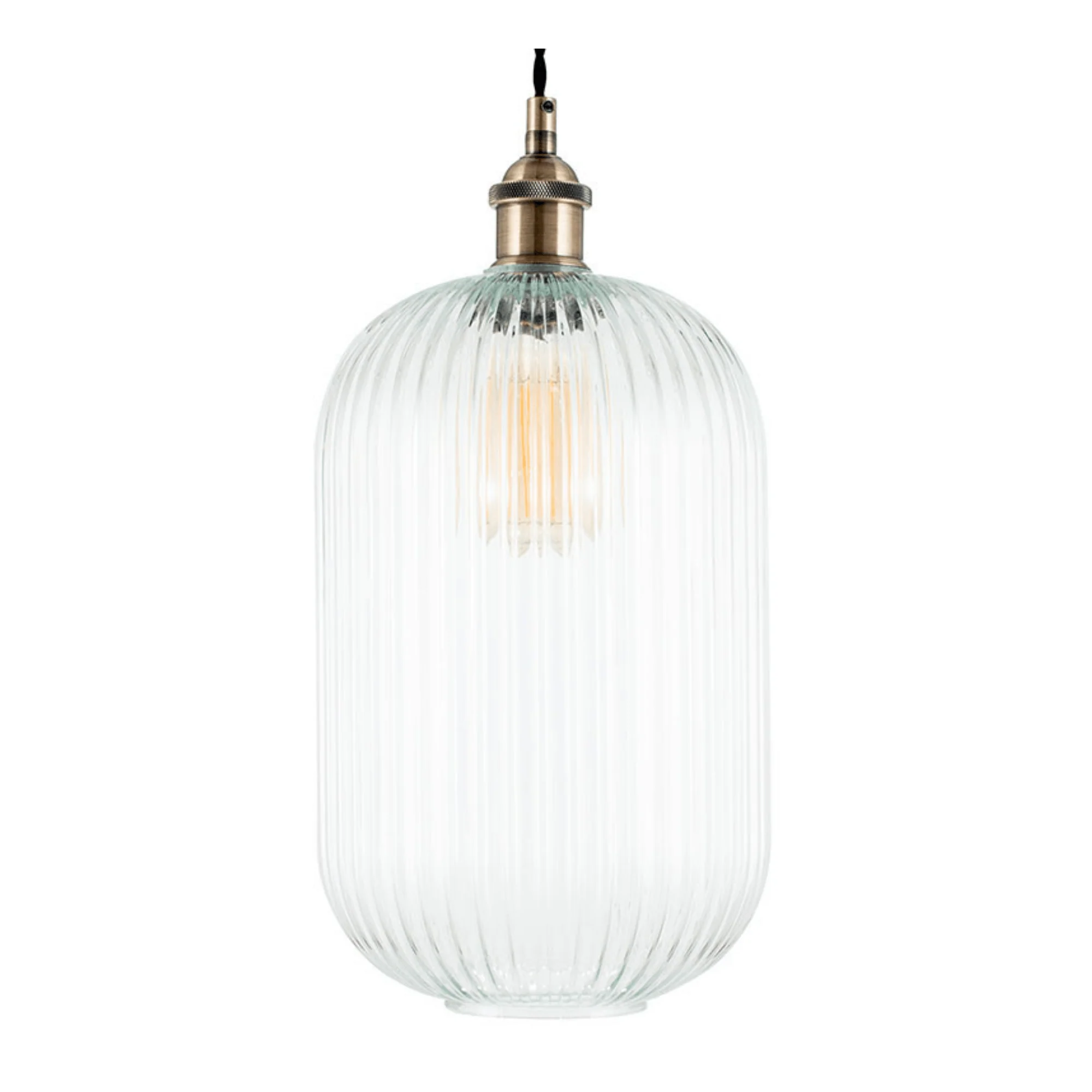 Abigail Clear Ribbed Glass Tall Pendant-Promotional Offer - Image 2