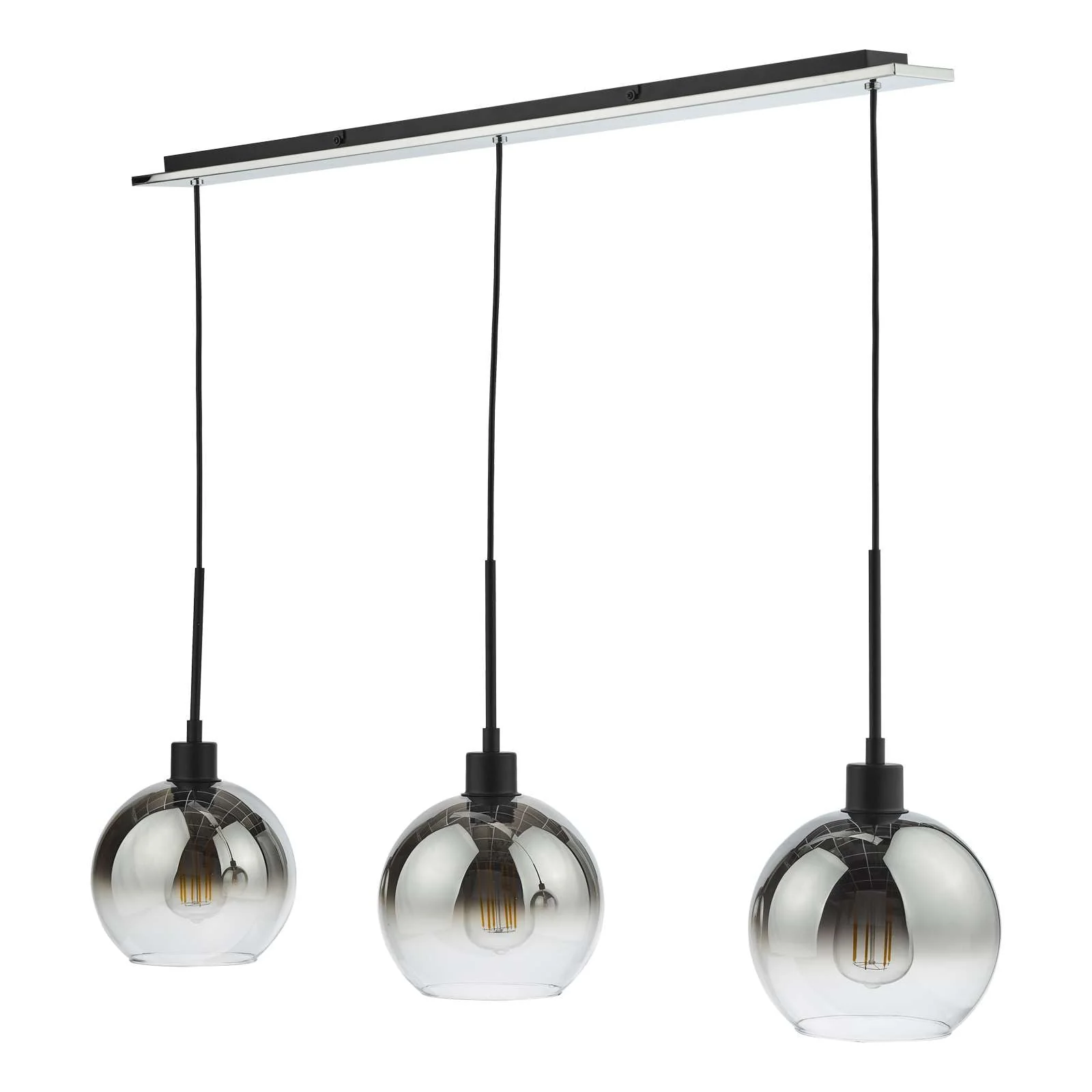 Lycia 3 Light Kitchen Light Matt Black Ombre Smoked Glass - Image 2