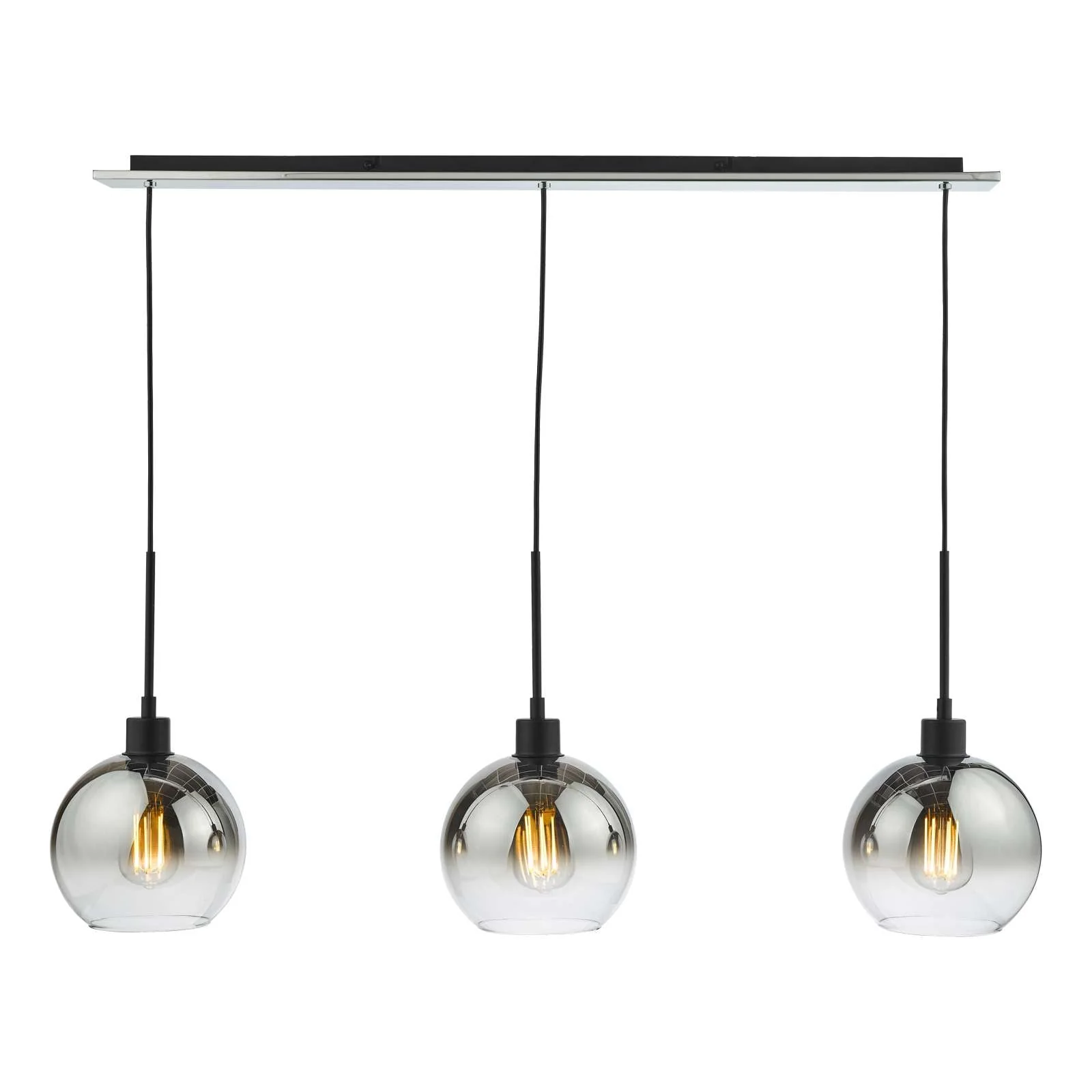 Lycia 3 Light Kitchen Light Matt Black Ombre Smoked Glass - Image 3