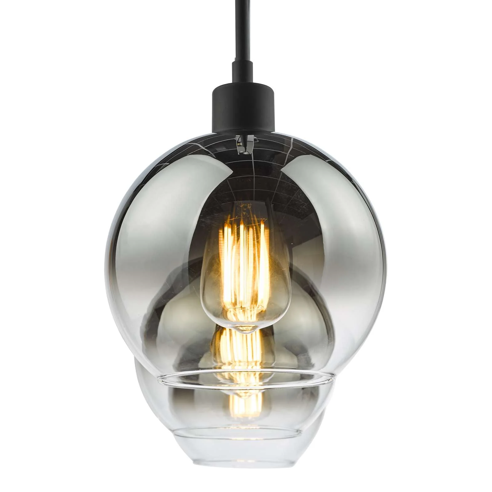 Lycia 3 Light Kitchen Light Matt Black Ombre Smoked Glass - Image 4