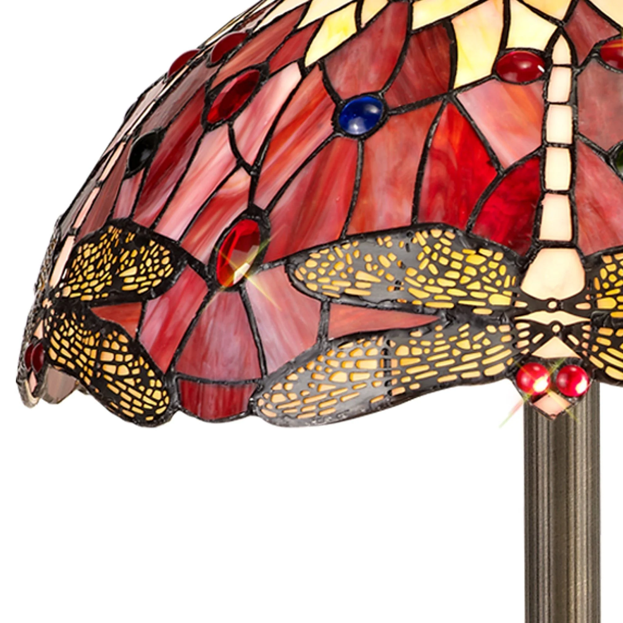 Nuflur 2 Light Stepped Design Floor Lamp E27 With 40cm Tiffany Shade, Antique Brass - Image 3