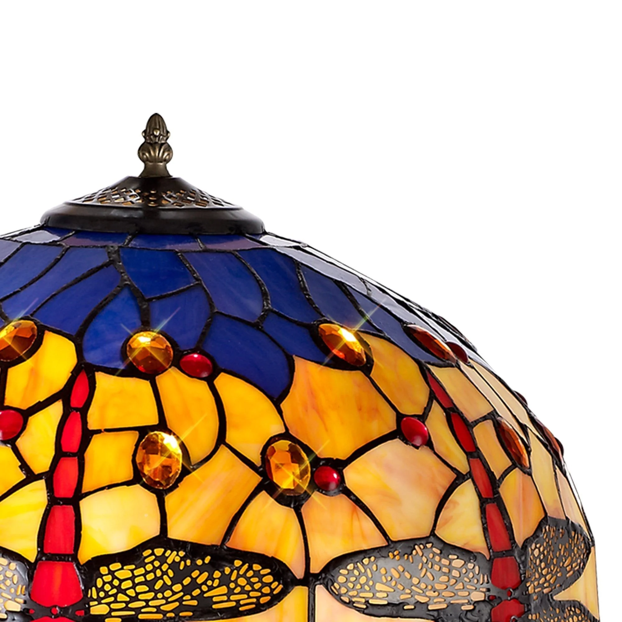 Nuflur 2 Light Stepped Design Floor Lamp E27 With 40cm Tiffany Shade, Antique Brass - Image 5