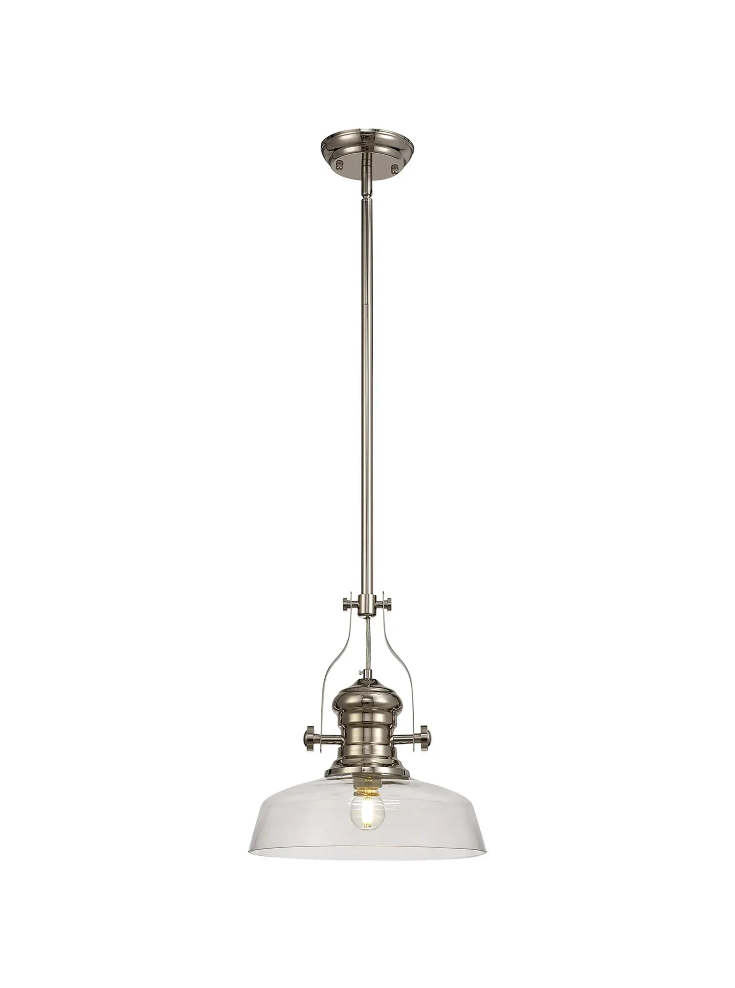 Savannah Single Pendant Ceiling Light, Polished Nickel With Various Glass  Shade Colours - Image 8