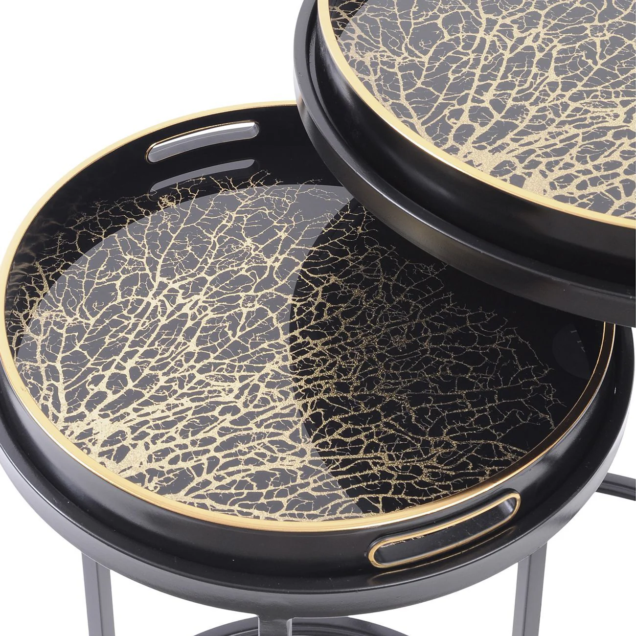 Coral Design Set of 2 Side Tray Tables - Image 2