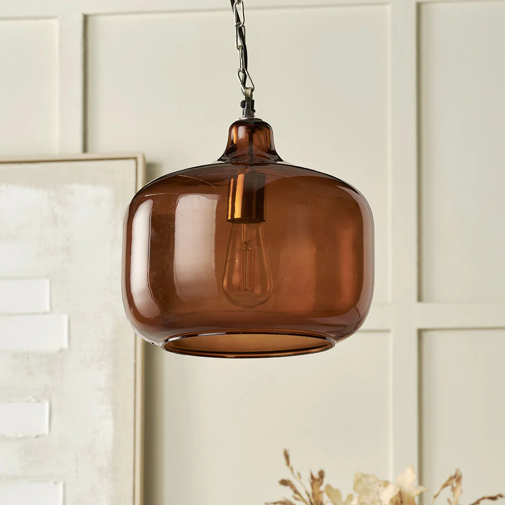 Corby Amber Glass Pendant - Image 2