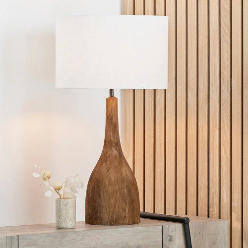 Corella Mango Wood Curved Table Lamp- Black & Brown Finishes - Image 4