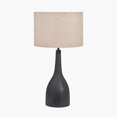 Corella Table Lamp Base- Brown/ Black/ Natural Finishes Mango Wood- Curved - Image 10