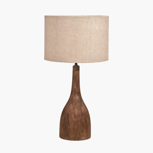 Corella Table Lamp Base- Brown/ Black/ Natural Finishes Mango Wood- Curved - Image 6
