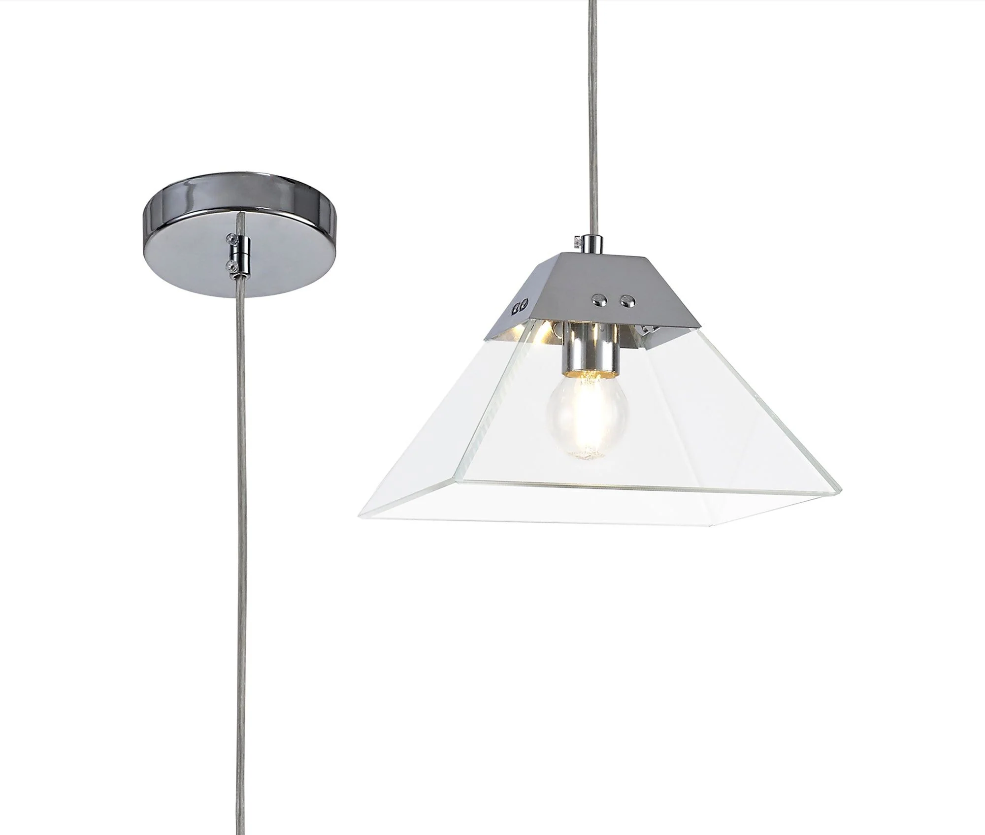 Corey 1Lt Pendant - Small/Large, Antique Brass/Polished Chrome - Image 3