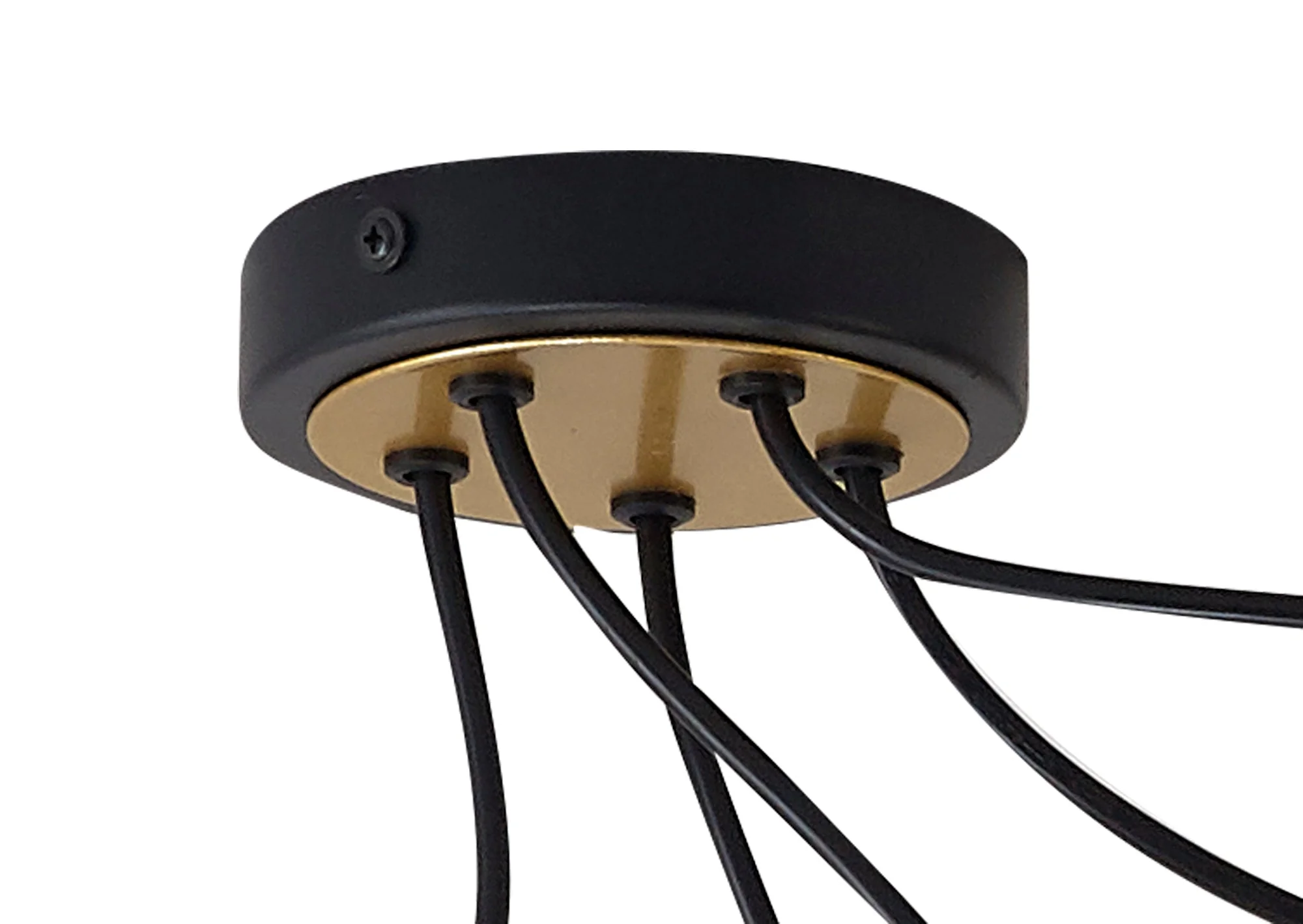 Corfu Double Ring Cluster Ceiling Light, 3/5 Light E27, Matt Black & Painted Gold, G95 & 120 Lamp Recommended - Image 13
