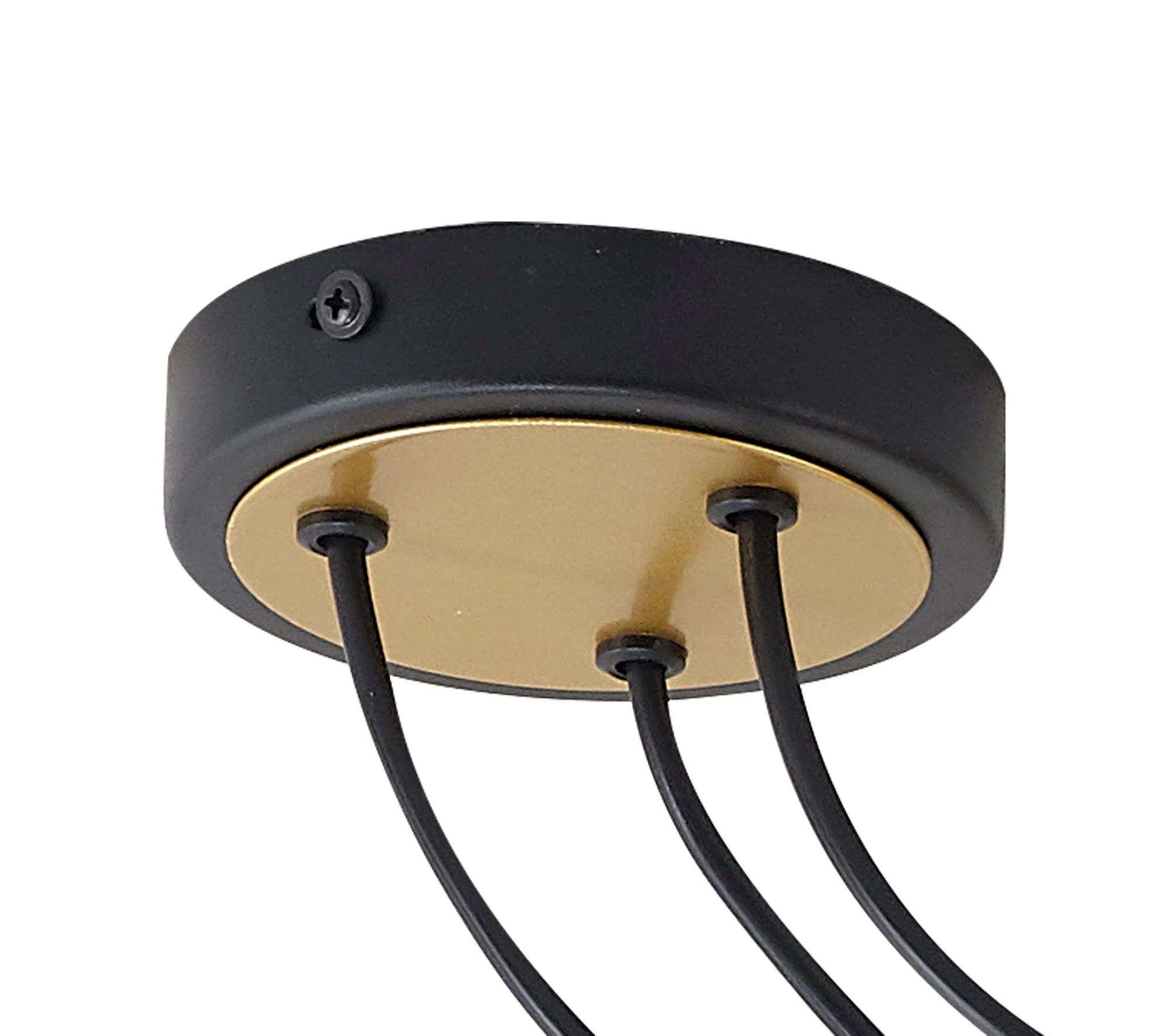Corfu Double Ring Cluster Ceiling Light, 3/5 Light E27, Matt Black & Painted Gold, G95 & 120 Lamp Recommended - Image 3