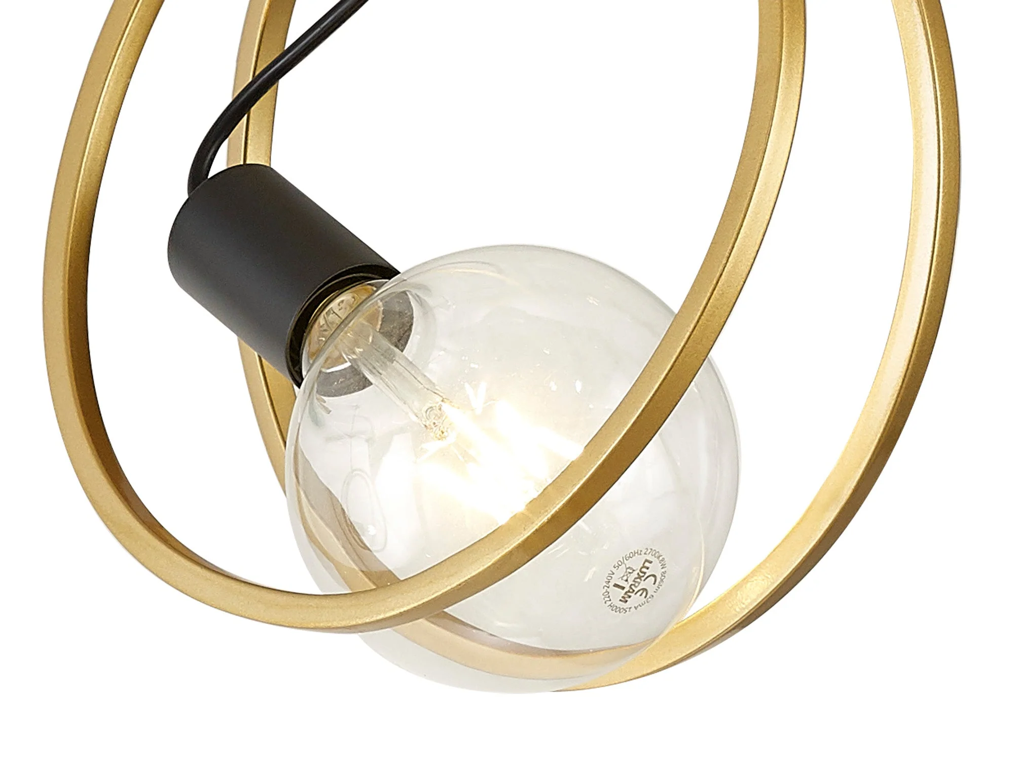 Corfu Double Ring Cluster Ceiling Light, 3/5 Light E27, Matt Black & Painted Gold, G95 & 120 Lamp Recommended - Image 6