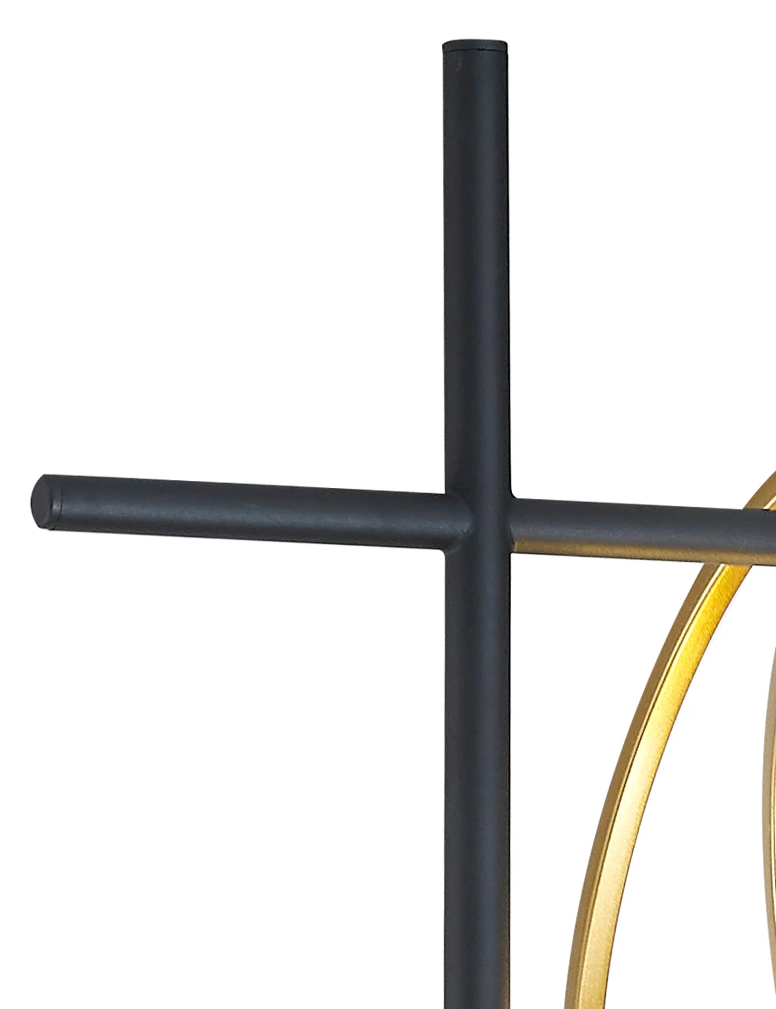 Corfu Double Ring Floor Lamp, 1 Light E27, Matt Black  &  Painted Gold, G95 & 120 Lamp Recommended - Image 7