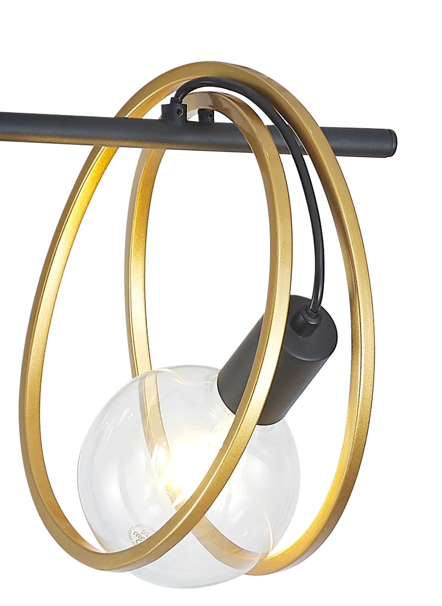 Corfu Double Ring Floor Lamp, 1 Light E27, Matt Black  &  Painted Gold, G95 & 120 Lamp Recommended - Image 8