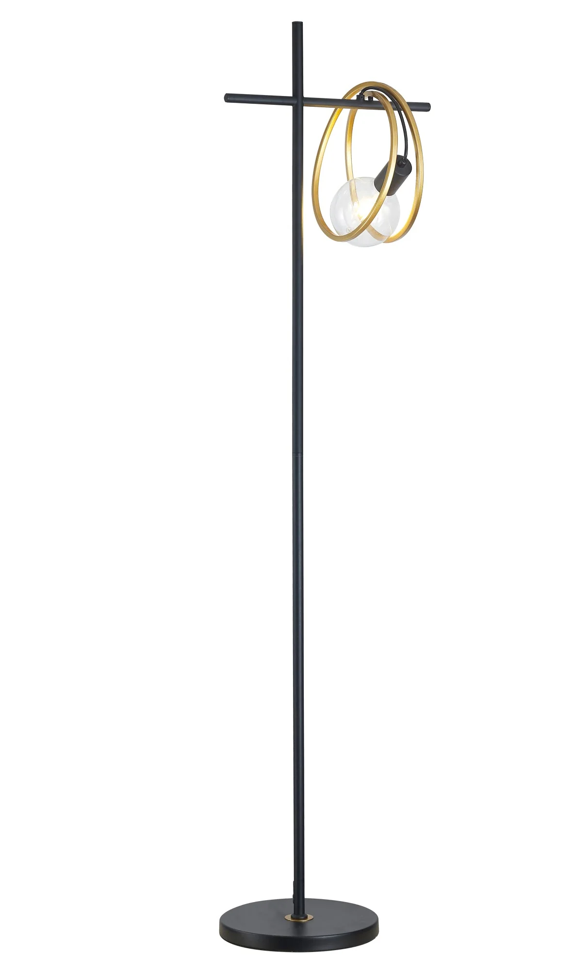 Corfu Double Ring Floor Lamp, 1 Light E27, Matt Black  &  Painted Gold, G95 & 120 Lamp Recommended - Image 9