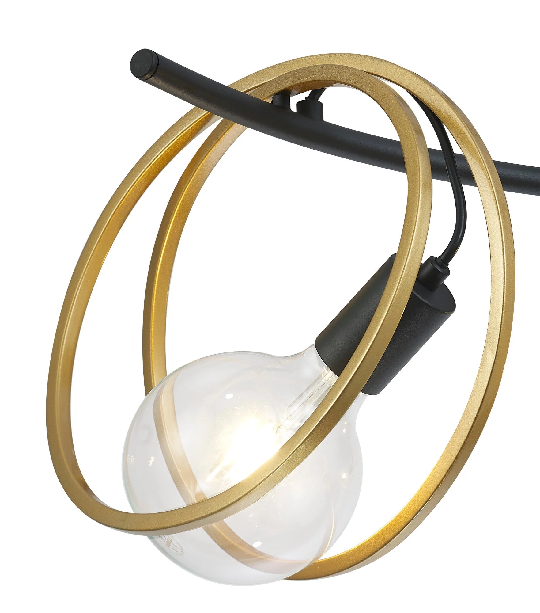 Corfu Double Ring Indoor Semi Flush Ceiling Light 1/2/3/4Lt, Matt Black & Painted Gold - Image 12