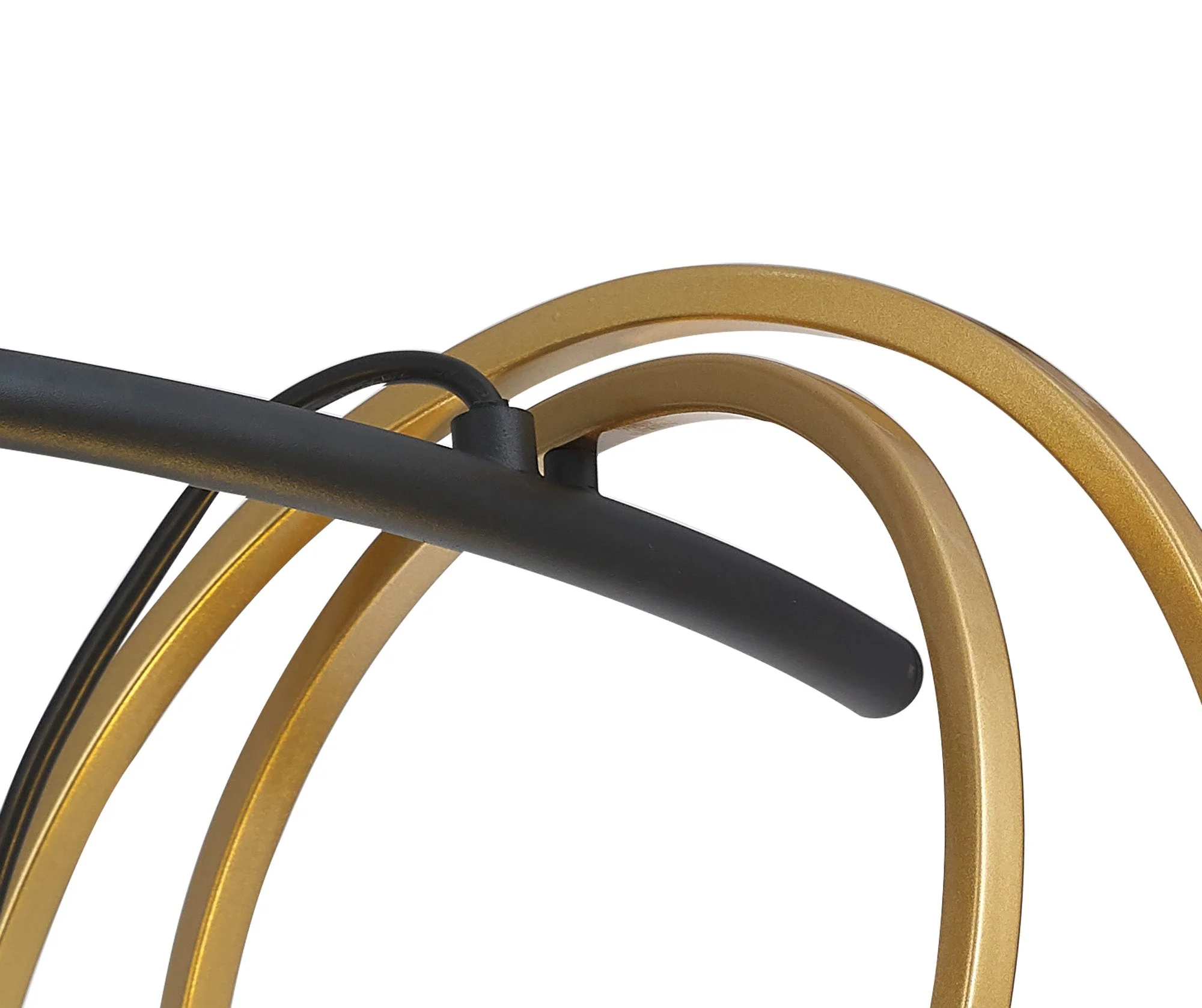 Corfu Double Ring Indoor Semi Flush Ceiling Light 1/2/3/4Lt, Matt Black & Painted Gold - Image 13
