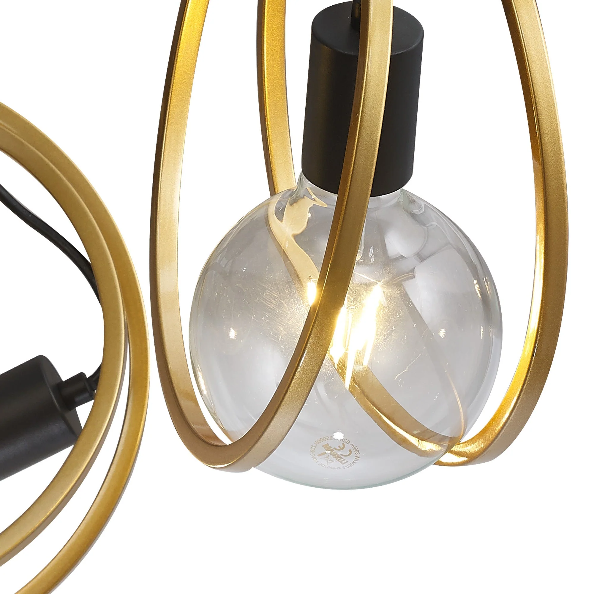 Corfu Double Ring Indoor Semi Flush Ceiling Light 1/2/3/4Lt, Matt Black & Painted Gold - Image 23