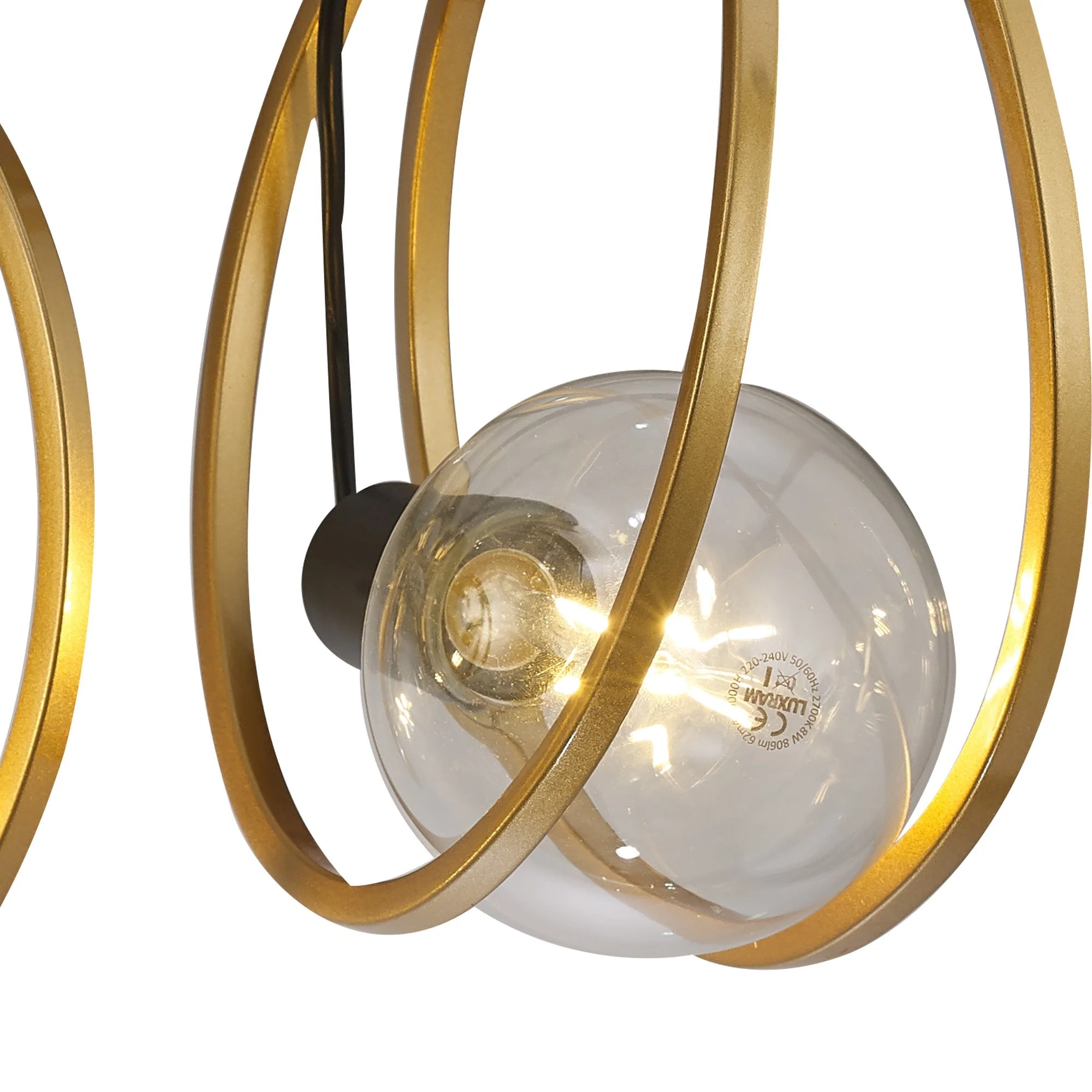 Corfu Double Ring Indoor Semi Flush Ceiling Light 1/2/3/4Lt, Matt Black & Painted Gold - Image 32