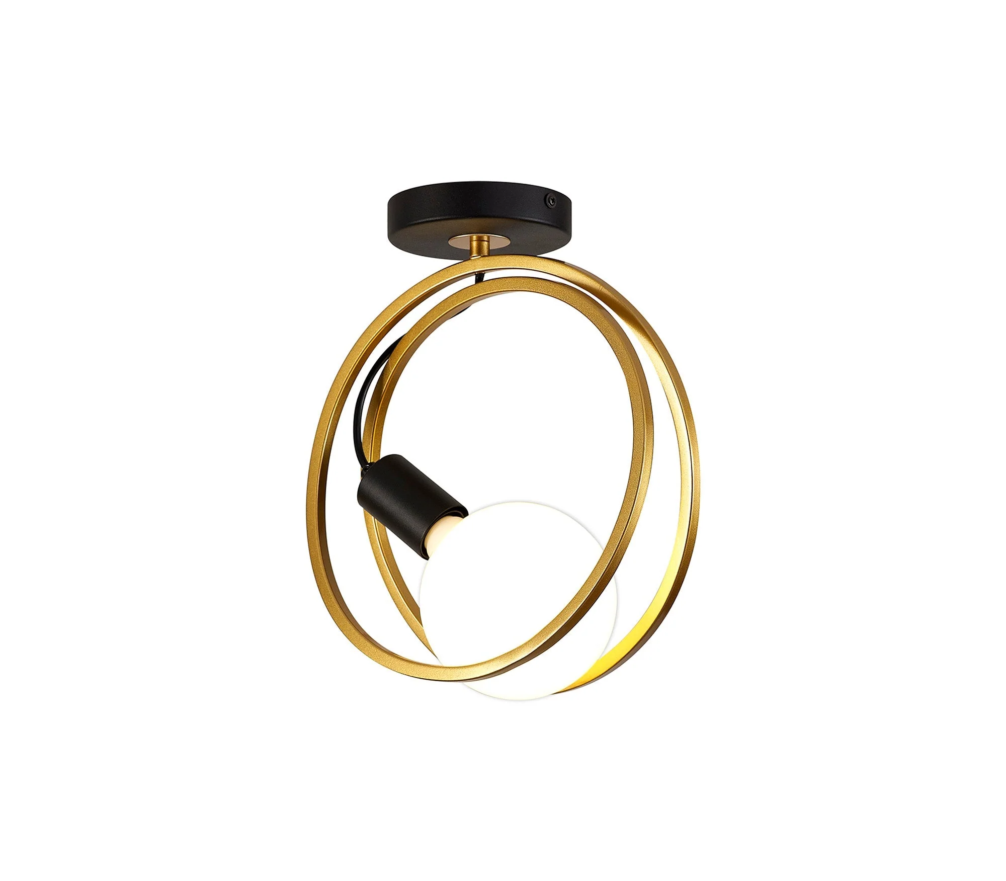 Corfu Double Ring Indoor Semi Flush Ceiling Light 1/2/3/4Lt, Matt Black & Painted Gold - Image 5