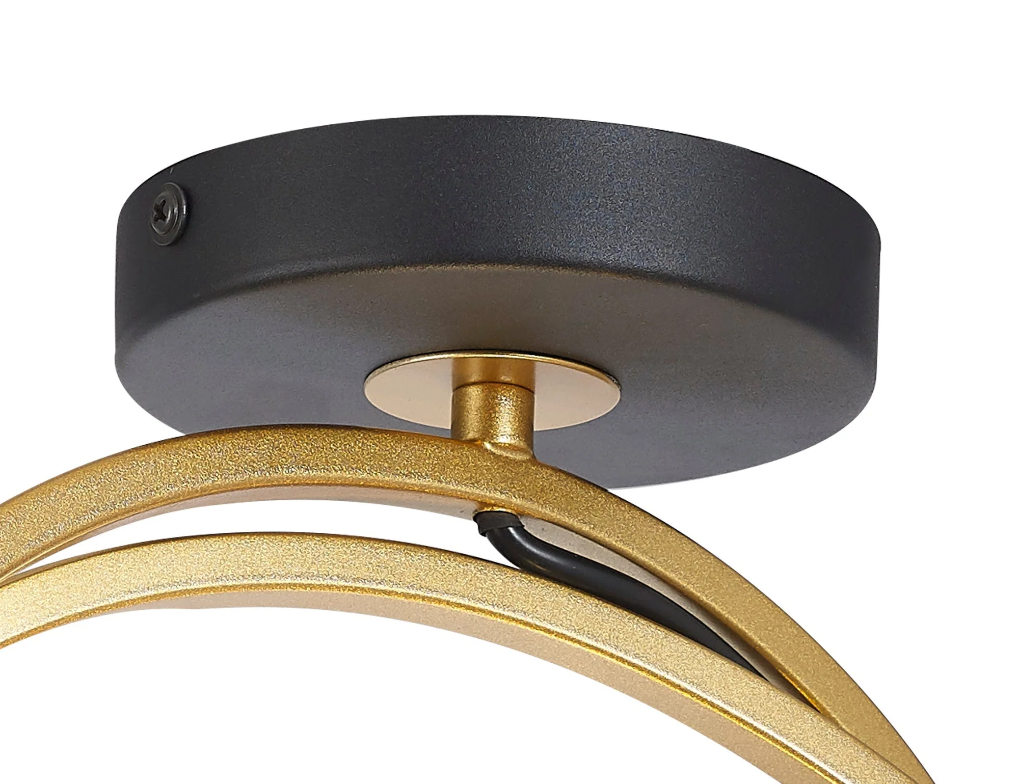 Corfu Double Ring Indoor Semi Flush Ceiling Light 1/2/3/4Lt, Matt Black & Painted Gold - Image 7