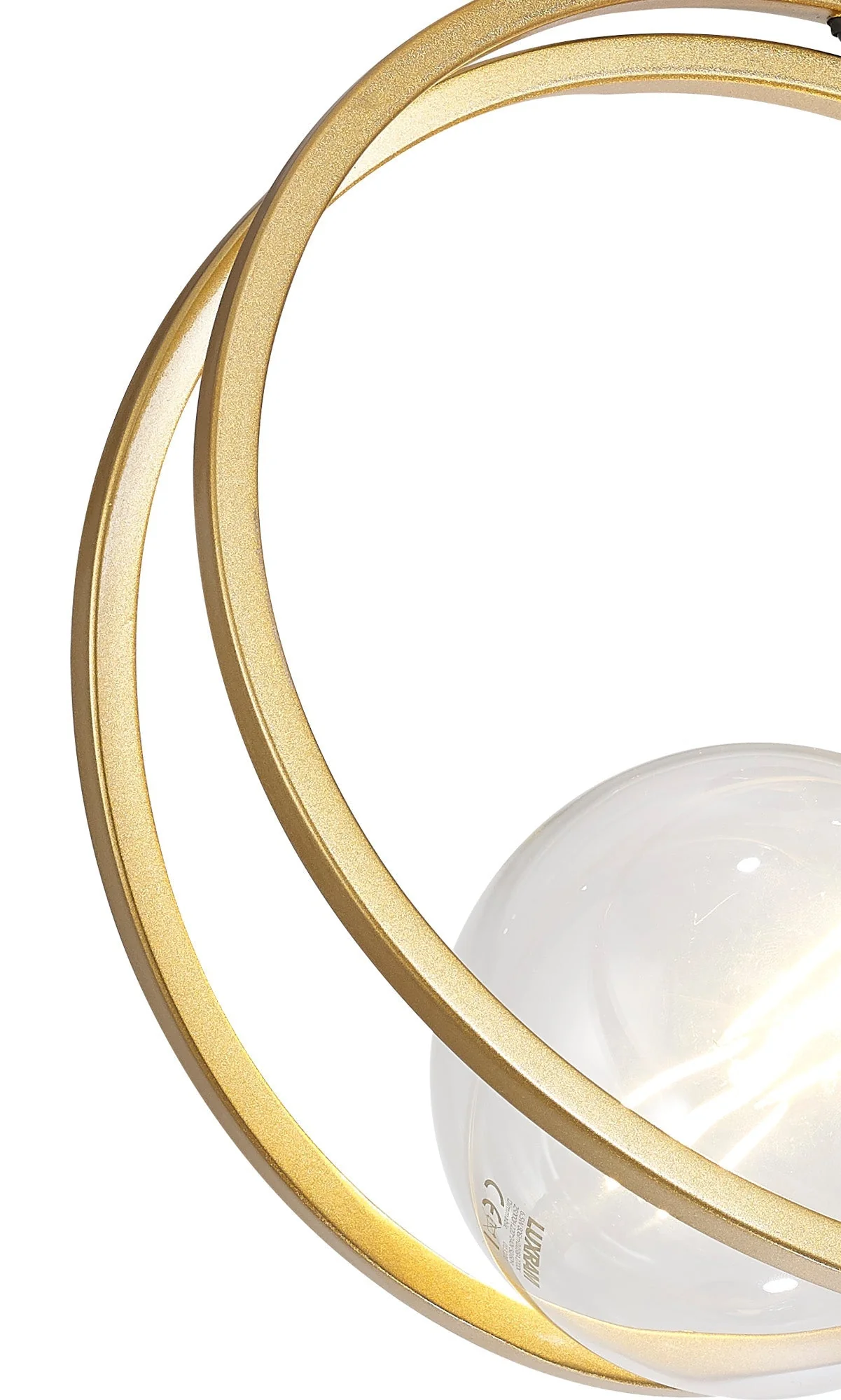 Corfu Double Ring Indoor Semi Flush Ceiling Light 1/2/3/4Lt, Matt Black & Painted Gold - Image 9