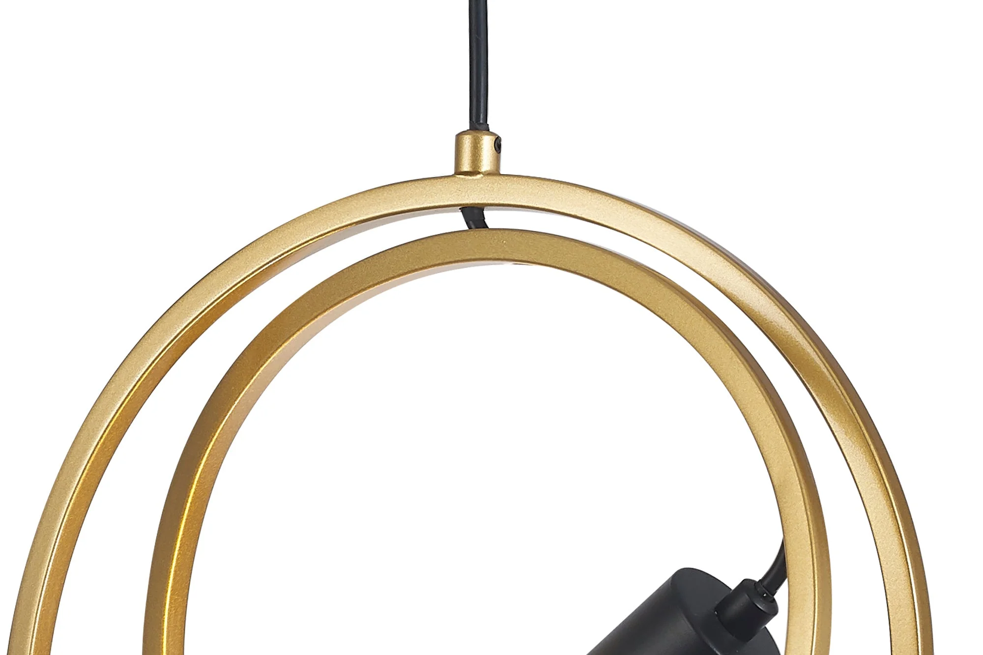 Corfu Double Ring Pendant Light, 1 Light E27, Matt Black & Painted Gold - Image 8