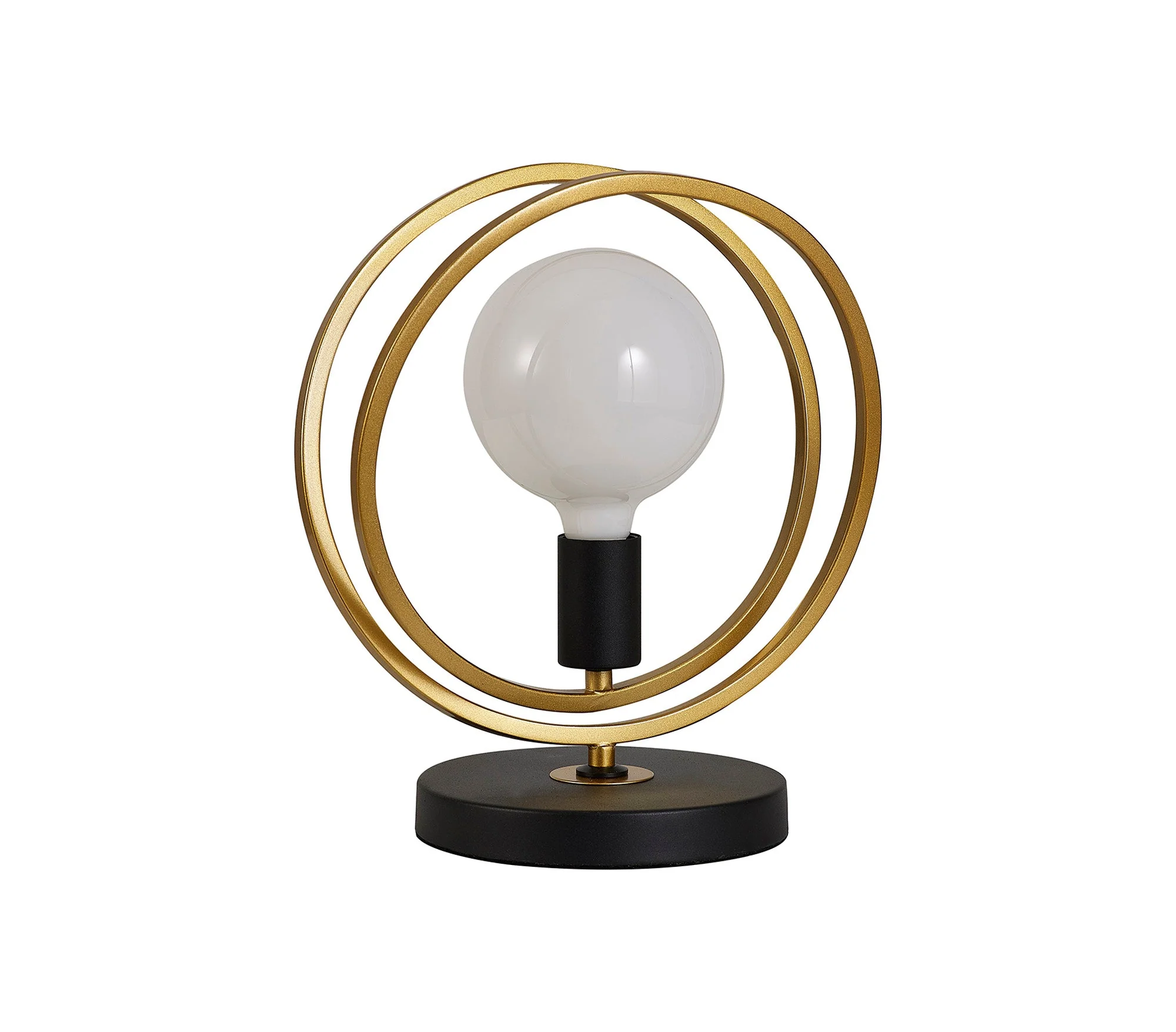 Corfu Double Ring Table Lamp, 1 Light E27, Matt Black & Painted Gold, G95 & 120 Lamp Recommended - Image 5
