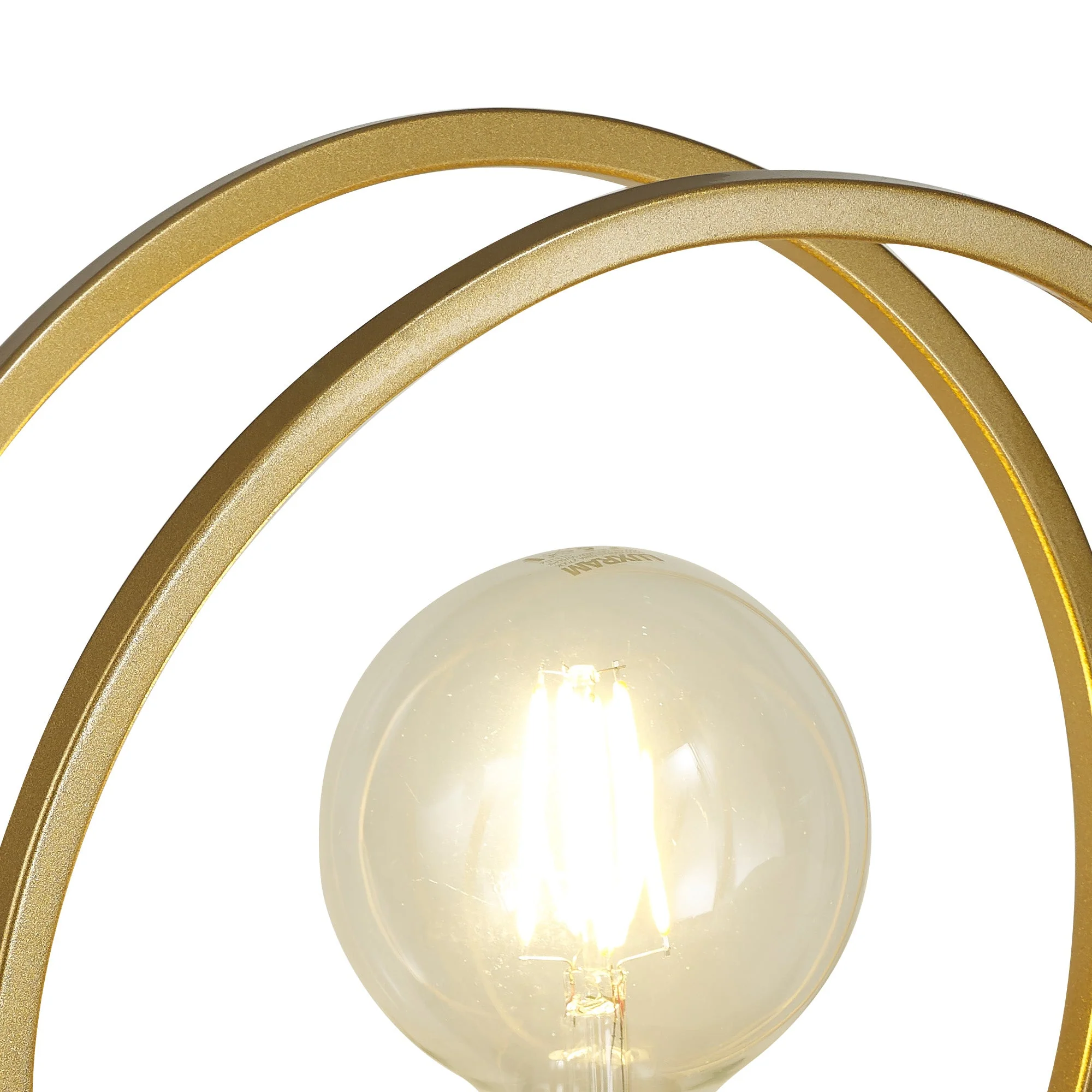 Corfu Double Ring Table Lamp, 1 Light E27, Matt Black & Painted Gold, G95 & 120 Lamp Recommended - Image 7
