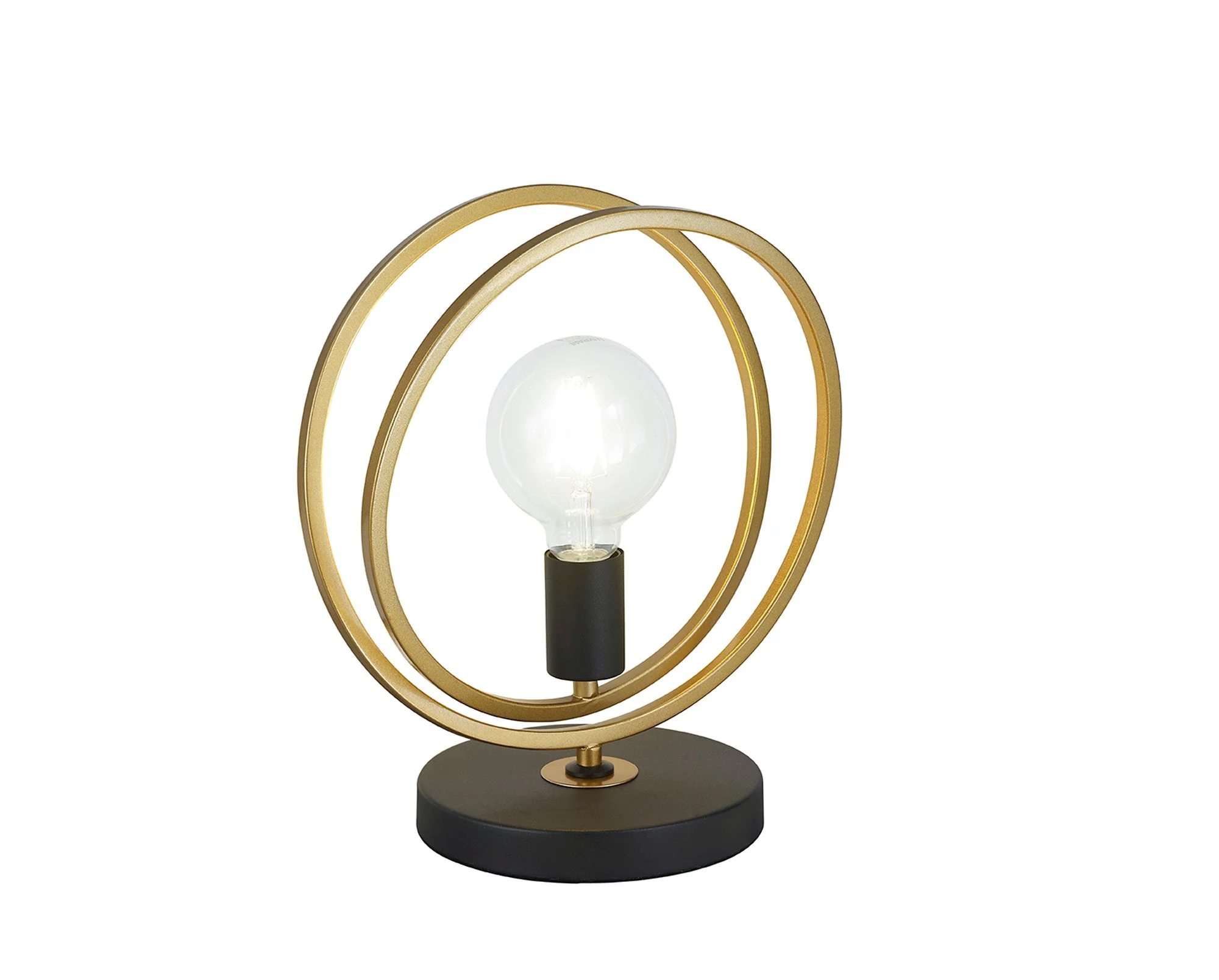 Corfu Double Ring Table Lamp, 1 Light E27, Matt Black & Painted Gold, G95 & 120 Lamp Recommended - Image 8