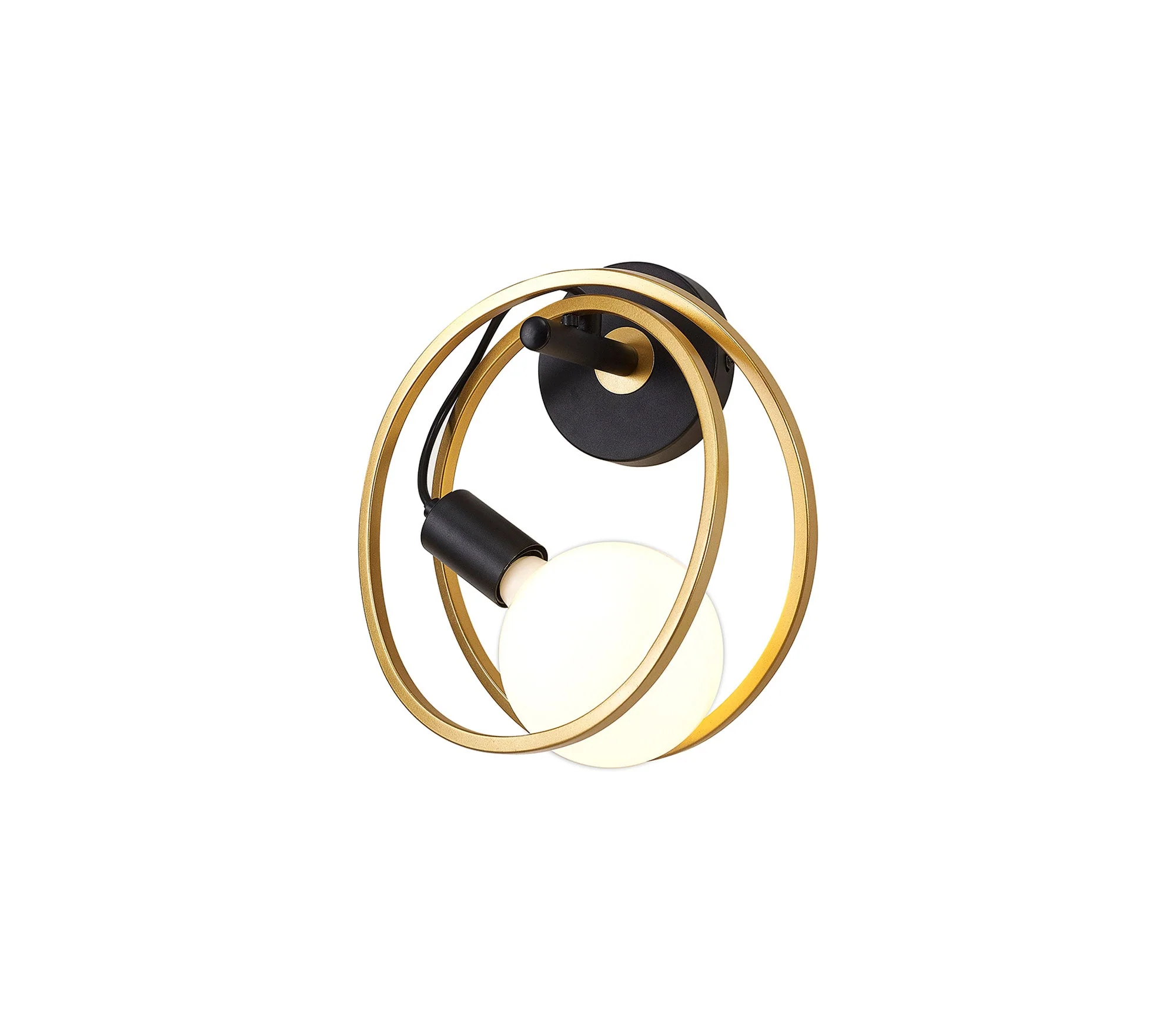Corfu Double Ring Wall Lamp, 1 Light E27, Matt Black  &  Painted Gold, G95 & 120 Lamp Recommended - Image 4