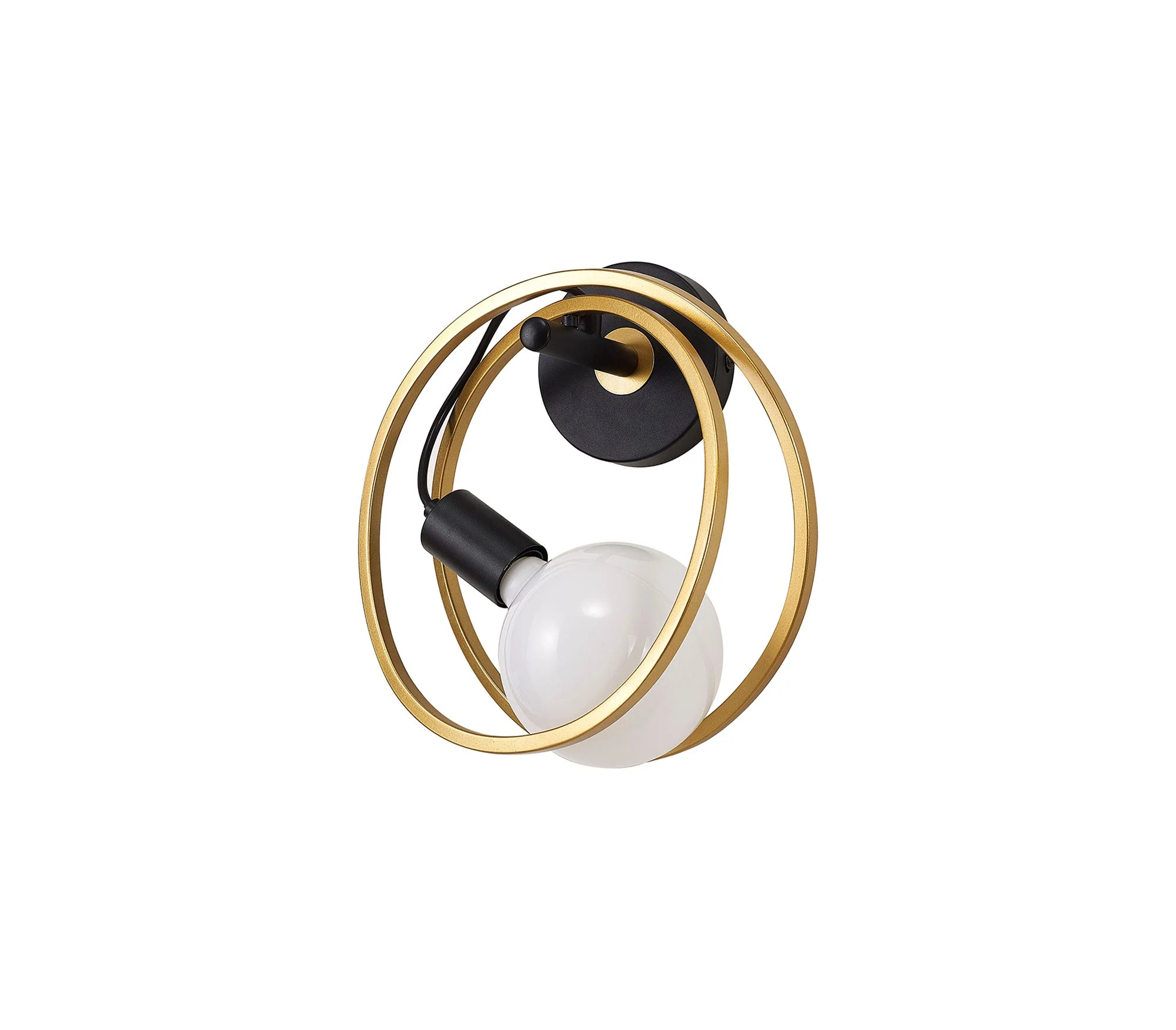 Corfu Double Ring Wall Lamp, 1 Light E27, Matt Black  &  Painted Gold, G95 & 120 Lamp Recommended - Image 5