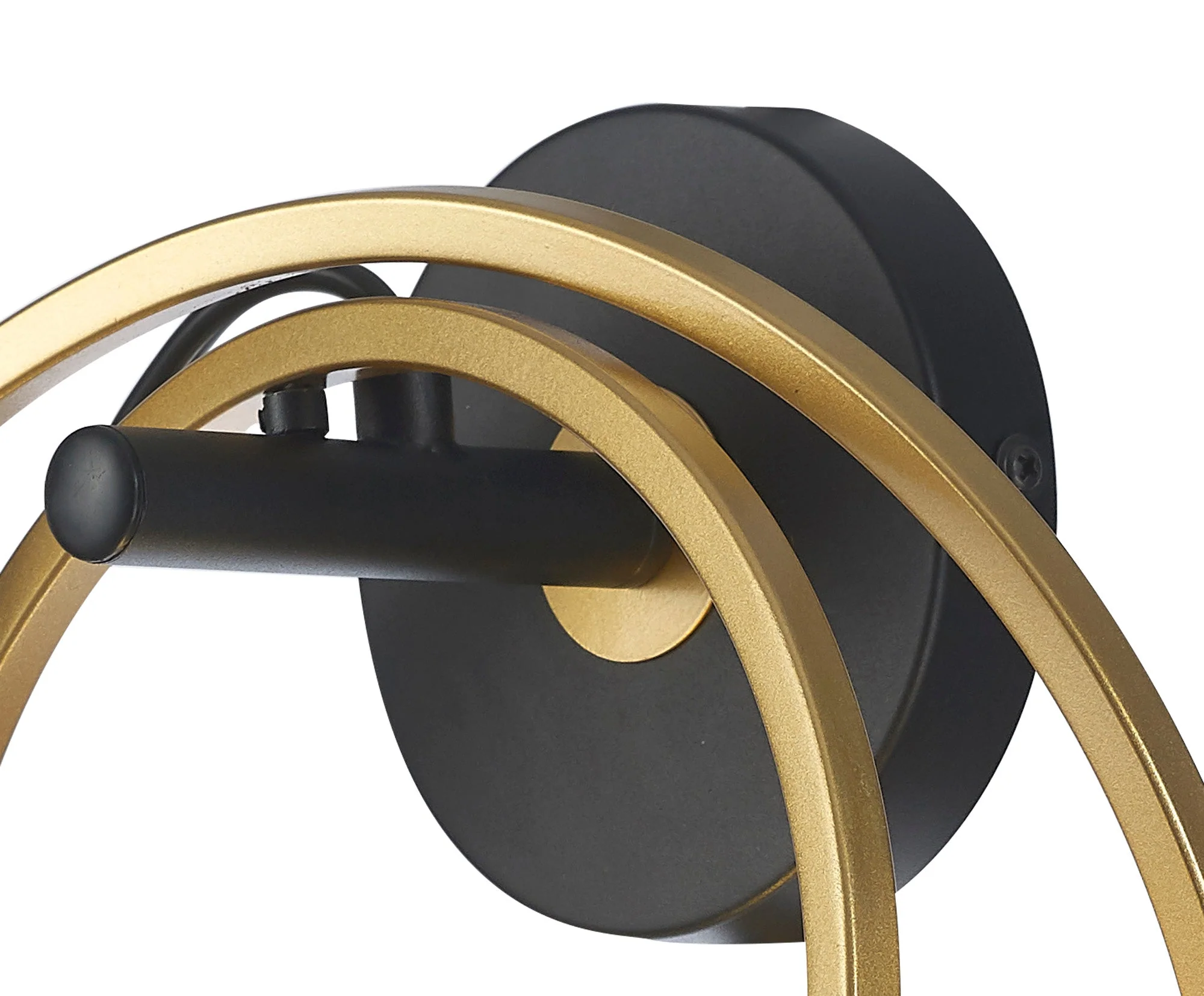 Corfu Double Ring Wall Lamp, 1 Light E27, Matt Black  &  Painted Gold, G95 & 120 Lamp Recommended - Image 6
