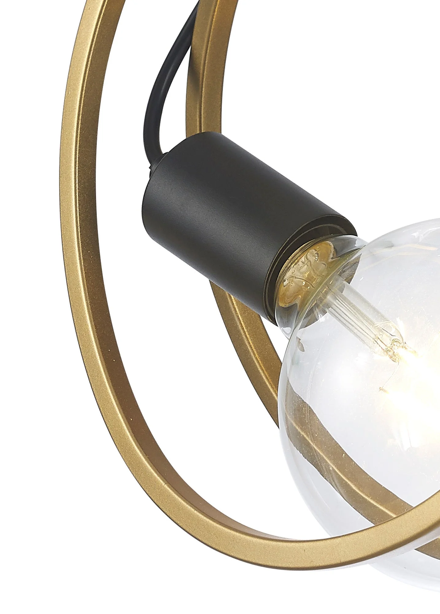 Corfu Double Ring Wall Lamp, 1 Light E27, Matt Black  &  Painted Gold, G95 & 120 Lamp Recommended - Image 7