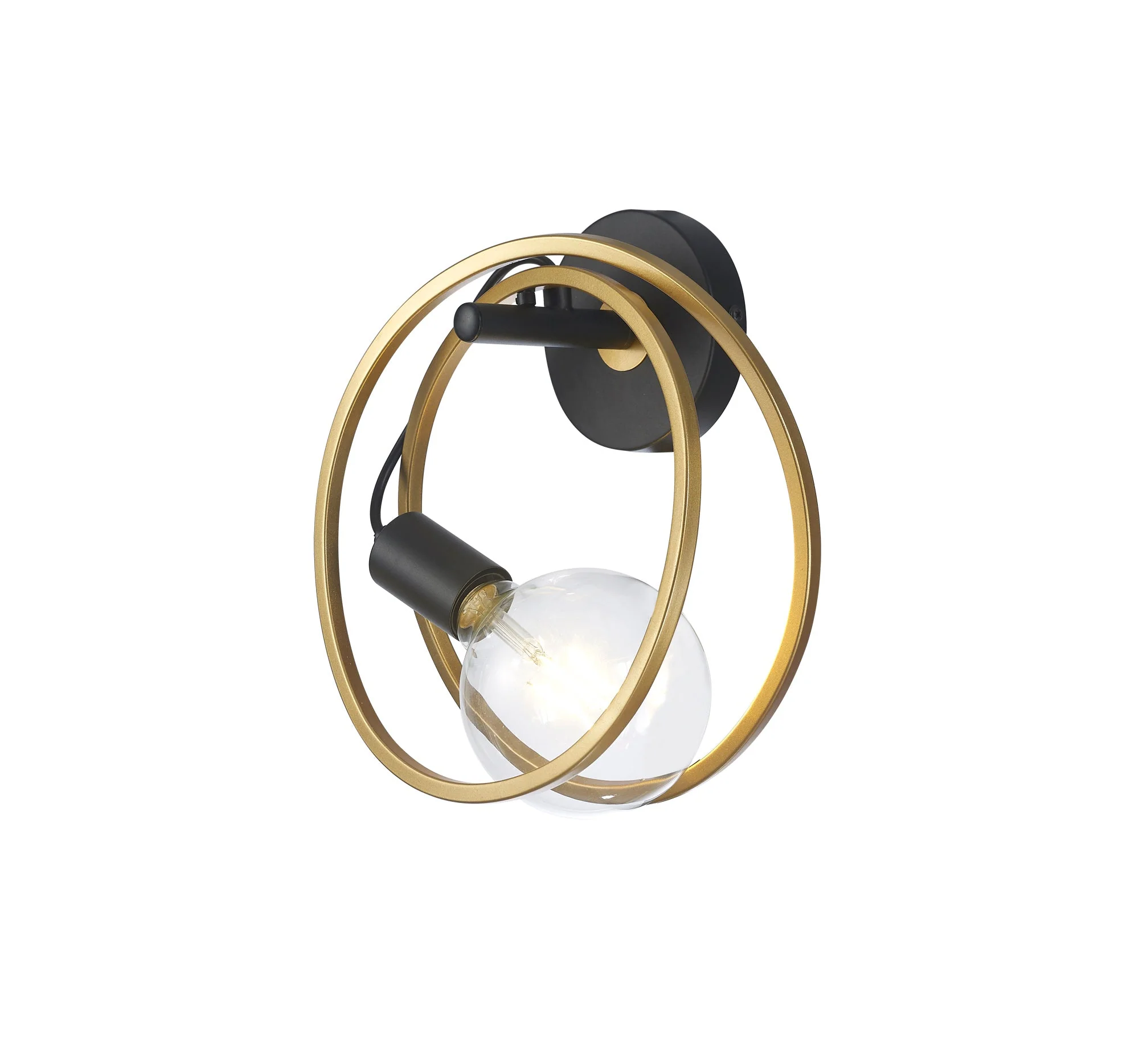 Corfu Double Ring Wall Lamp, 1 Light E27, Matt Black  &  Painted Gold, G95 & 120 Lamp Recommended - Image 9