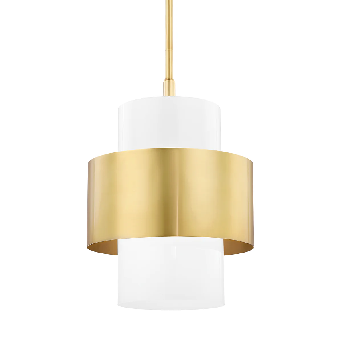Corinth 1Lt Small/Large Pendant - Aged Brass - Image 2