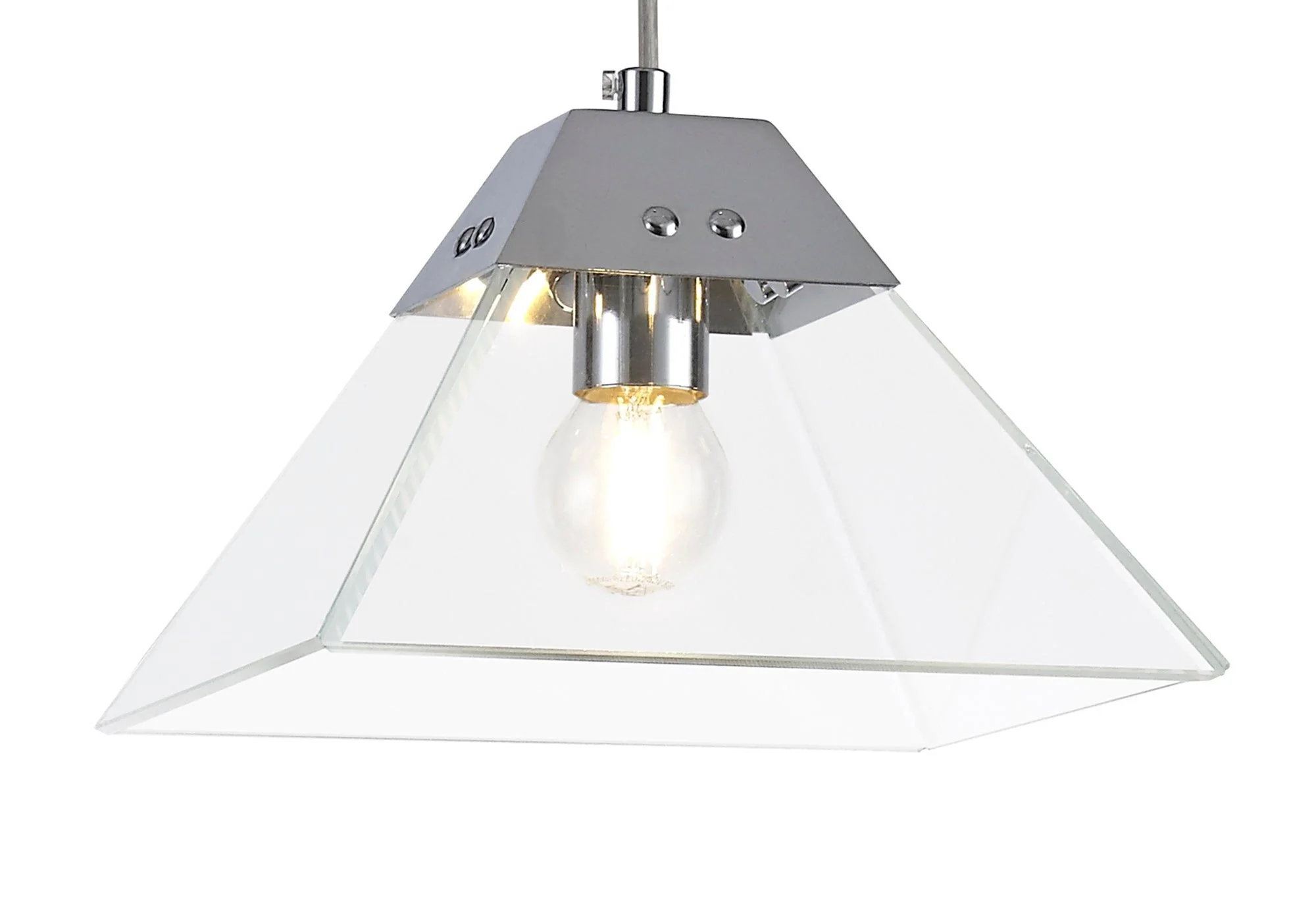 Correy Square Pendant Small/Large, 1 Light E14, Polished Chrome/Antique Brass IP20 - Image 2