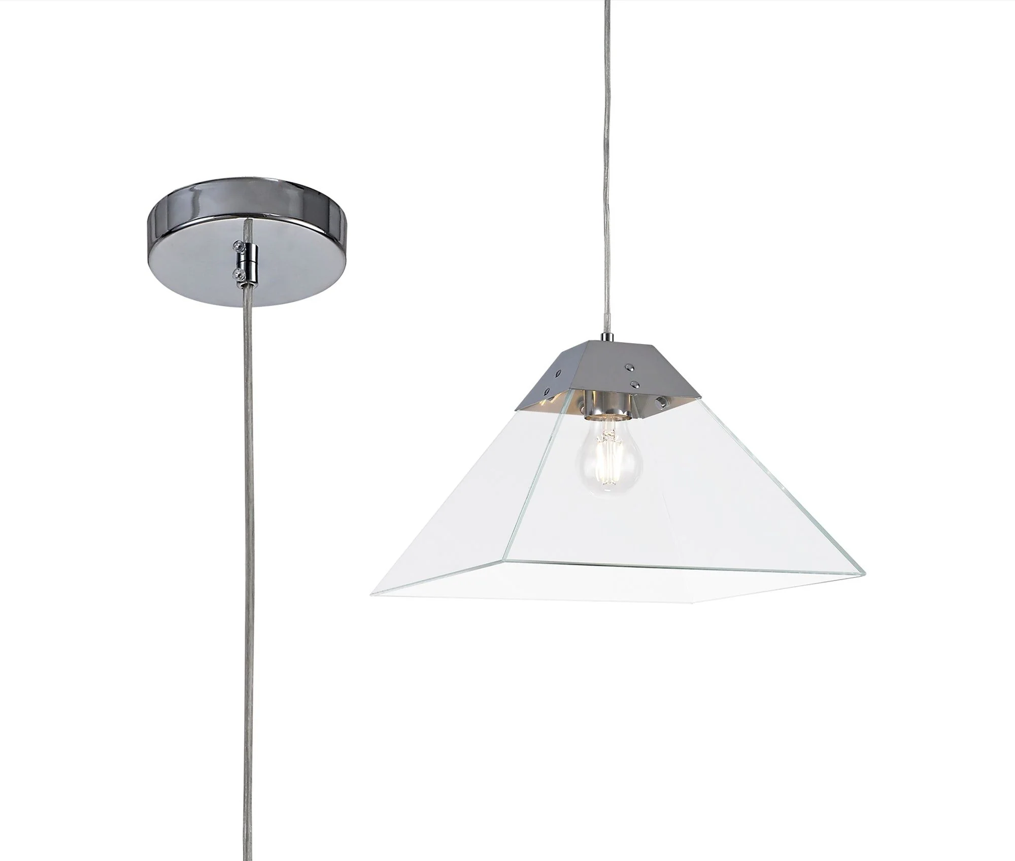 Correy Square Pendant Small/Large, 1 Light E14, Polished Chrome/Antique Brass IP20 - Image 3