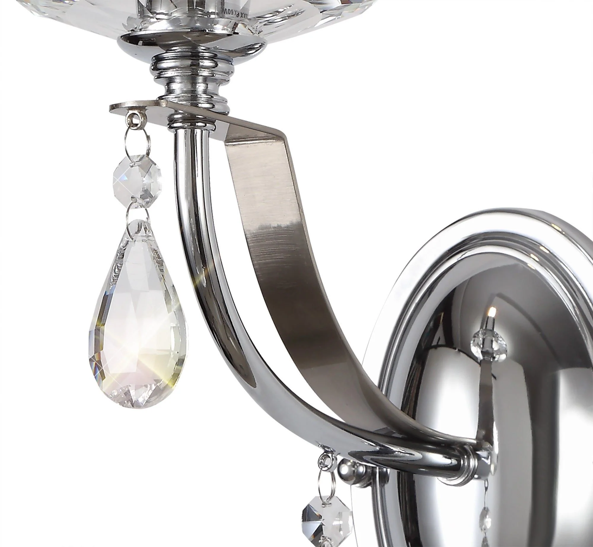 Corsica Wall Lamp 1/2 Light E14, Polished Chrome/Satin Nickel/Clear Crystal - Image 3
