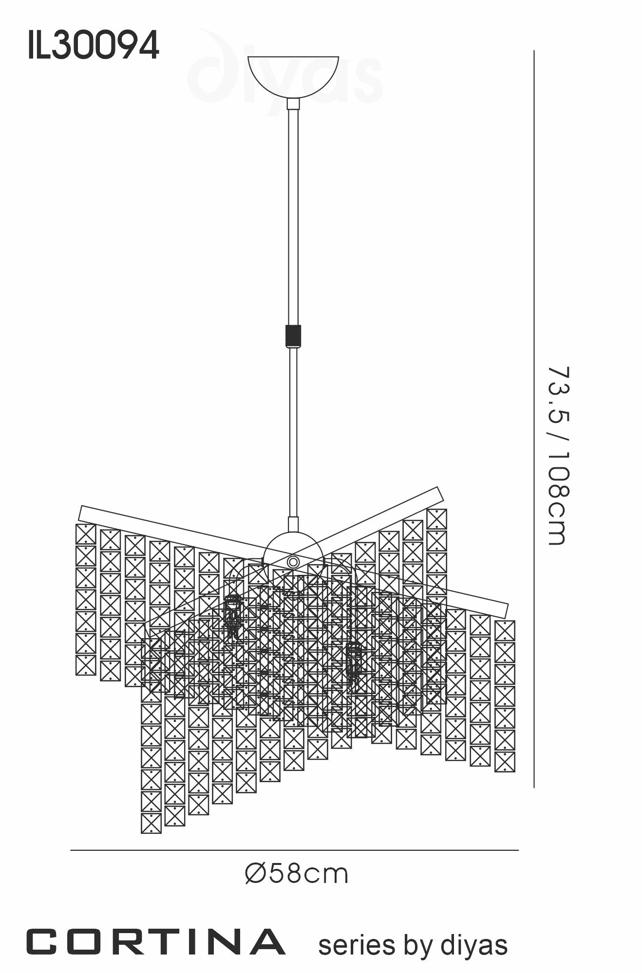 Cortina 6/8Lt Crystal Pendant Light - Image 2