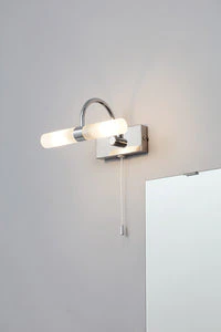 Corvus 2 Light G9 Wall Light Satin Brass/Chrome, Frosted Glass Push-Fit IP44 - Image 4