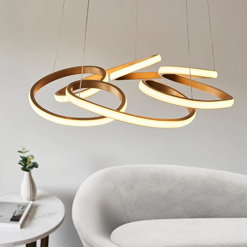 Cosmo Multi Spiral Satin Gold LED Pendant - Image 2