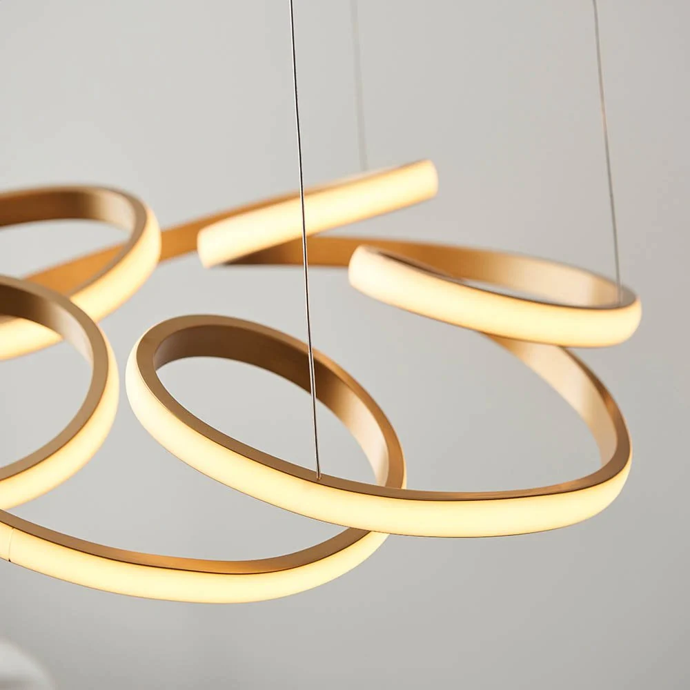 Cosmo Multi Spiral Satin Gold LED Pendant - Image 3