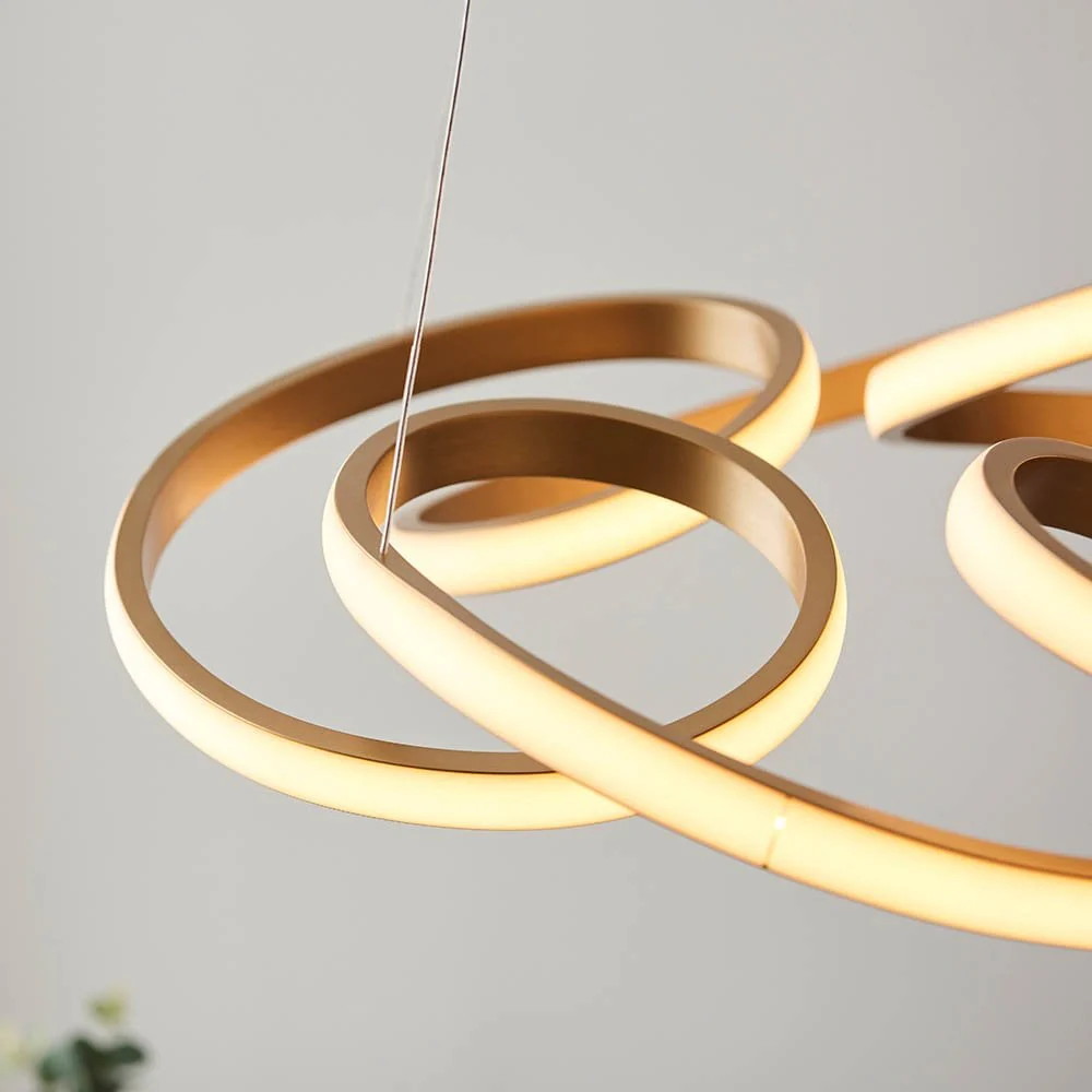 Cosmo Multi Spiral Satin Gold LED Pendant - Image 4