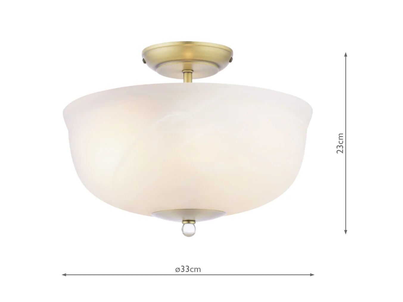 Cossington 2 Lt Semi-Flush Light - Matt Antique Brass and White Marble Effect Glass - Image 5