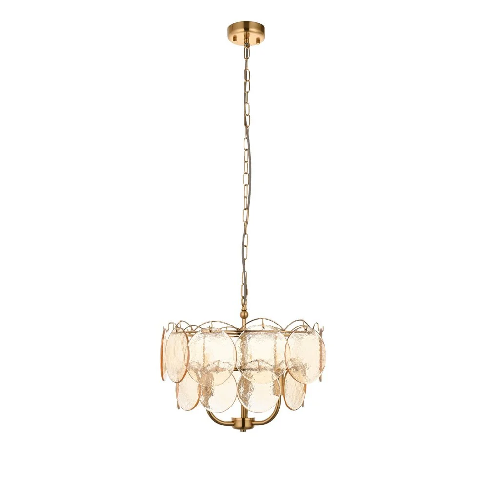 Costa 3/5Lt Chandelier- Brushed Aged Brass Plate & Handmade Champagne Glass - Image 13